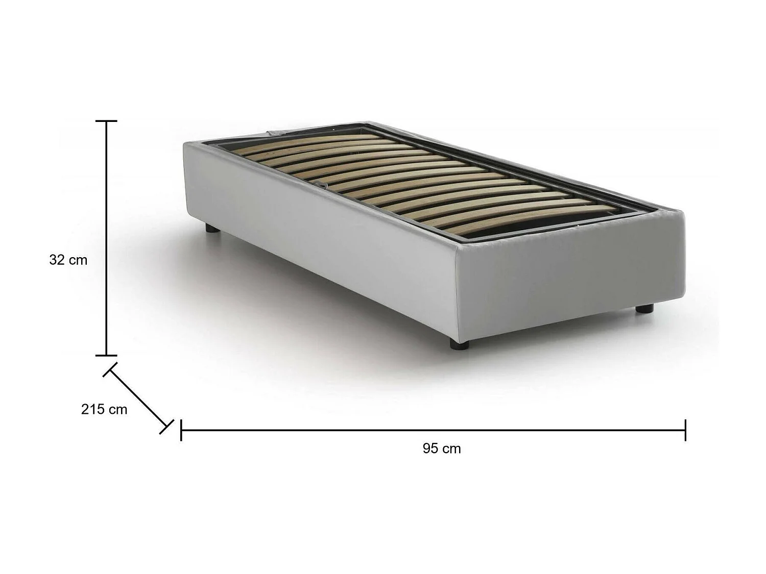Talamo Italia - Letto singolo Artesh, adatto per materasso Cm 80x200, Bianco