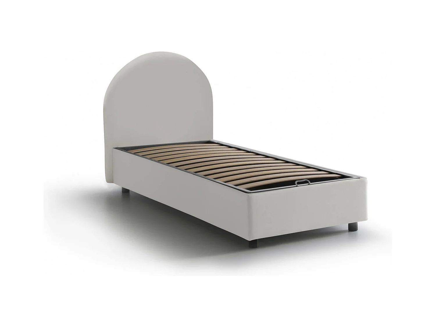 Lit simple Ddurs, Lit coffre avec revêtement en éco-cuir, 100% Made in Italy, Ouverture latérale, adapté pour matelas 80x190 cm, Blanc