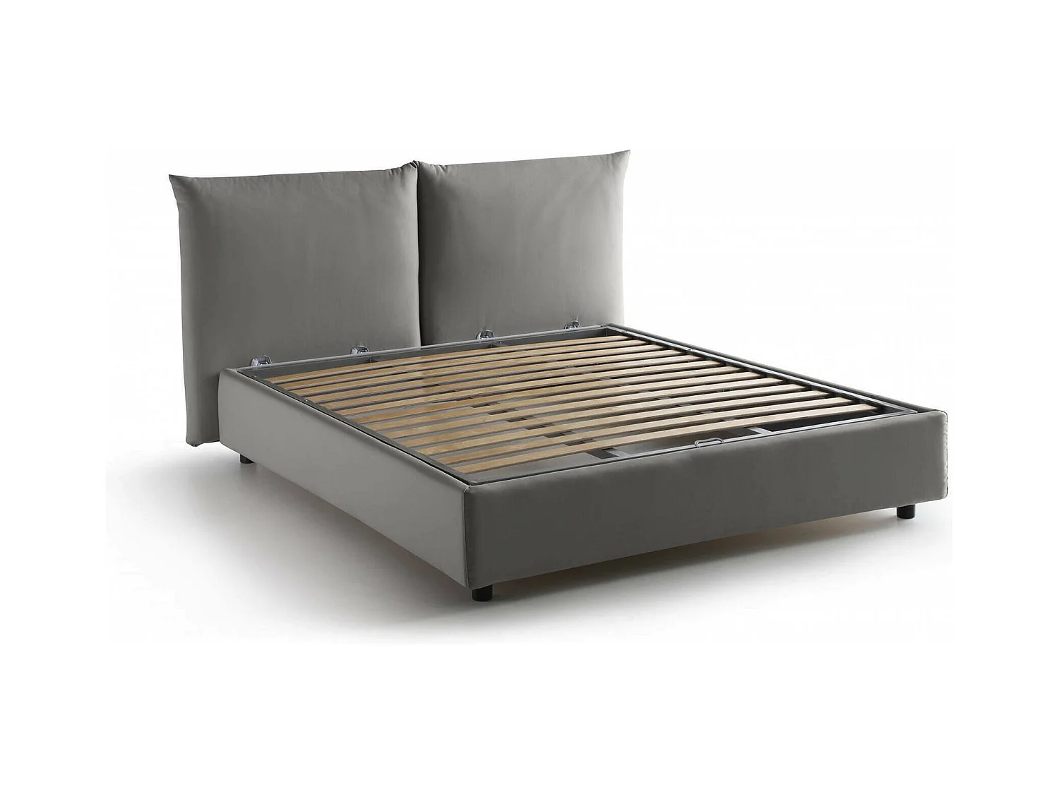 Lit double Dmlaka, Lit coffre avec revêtement en tissu, 100% Made in Italy, Ouverture frontale, adapté pour matelas 160x190 cm, Gris