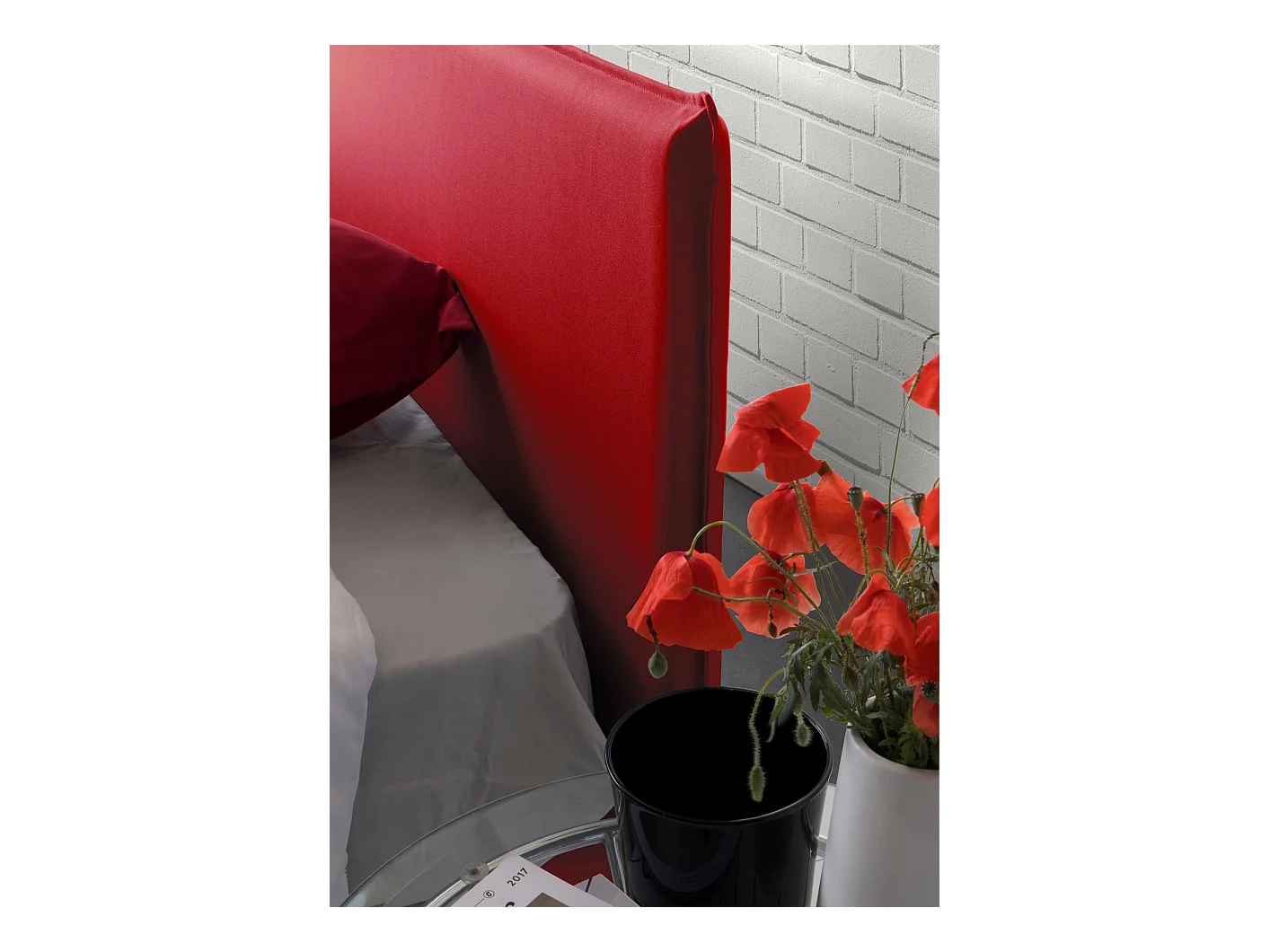 Lit double Dallegr, Lit coffre avec revêtement en tissu, 100% Made in Italy, Ouverture frontale, avec matelas 140x200 cm inclus, Rouge