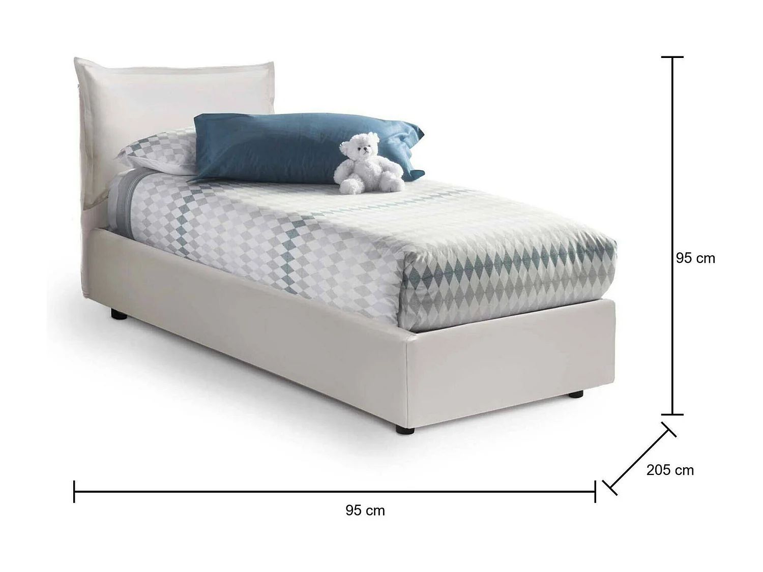 Talamo Italia - Letto singolo Alzavola, con materasso Cm 80x190 incluso, Bianco