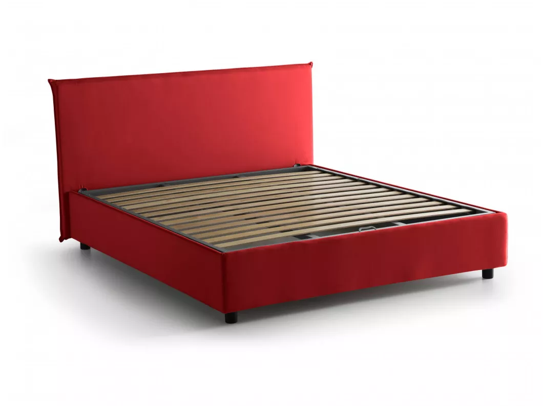 Kauf Unique Doppelbett Dalfons, Containerbett mit Stoffbespannung, 100% Made in Italy, Frontöffnung, passend für Matratze Cm 140x200, Rot