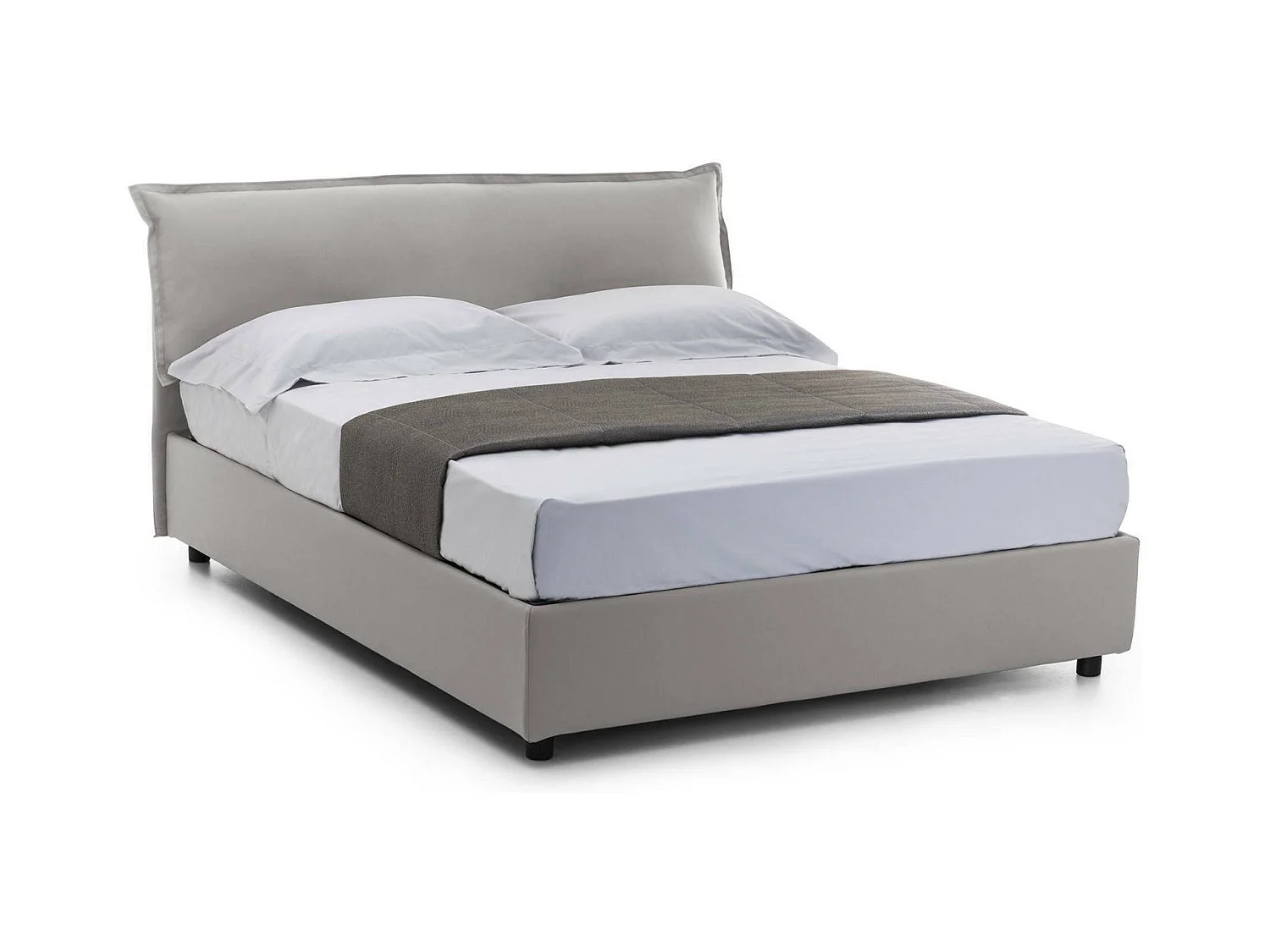 Lit double Dbidaou, Lit coffre avec revêtement amovible avec tête de lit rembourrée et cadre de lit coffre, 100% Made in Italy, avec matelas 160x200 cm inclus, Gris