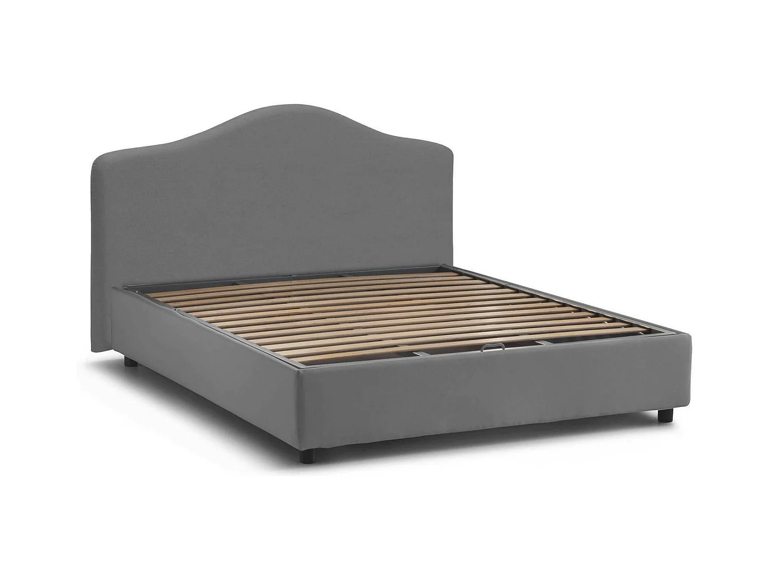 Lit double Dfiasch, Lit coffre avec revêtement en tissu, 100% Made in Italy, Ouverture frontale, adapté pour matelas 160x200 cm, Gris