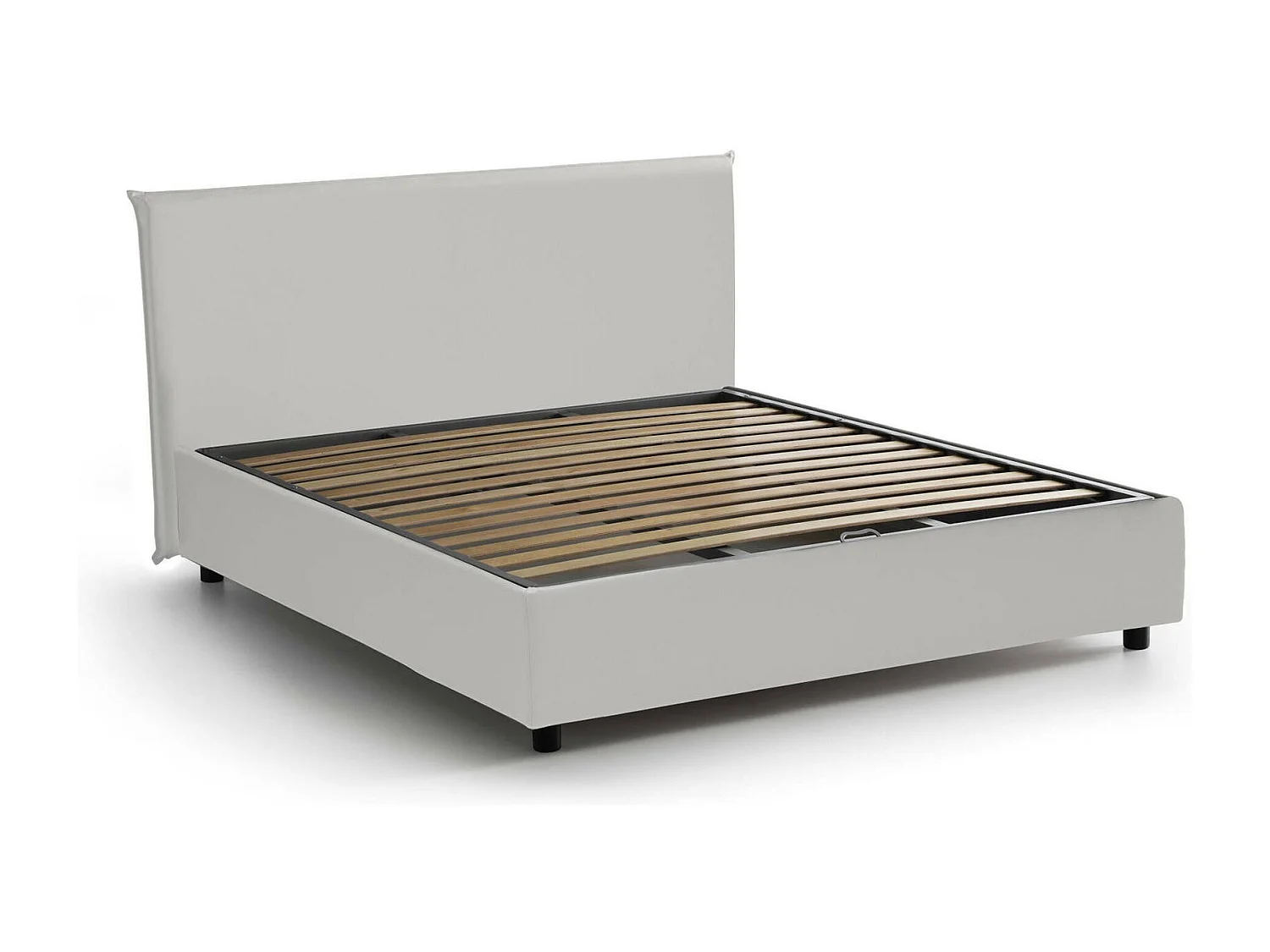 Doppelbett Dak, Containerbett mit Kunstlederbezug, 100% Made in Italy, Frontöffnung, passend für Matratze Cm 140x200, WeiÃŸ