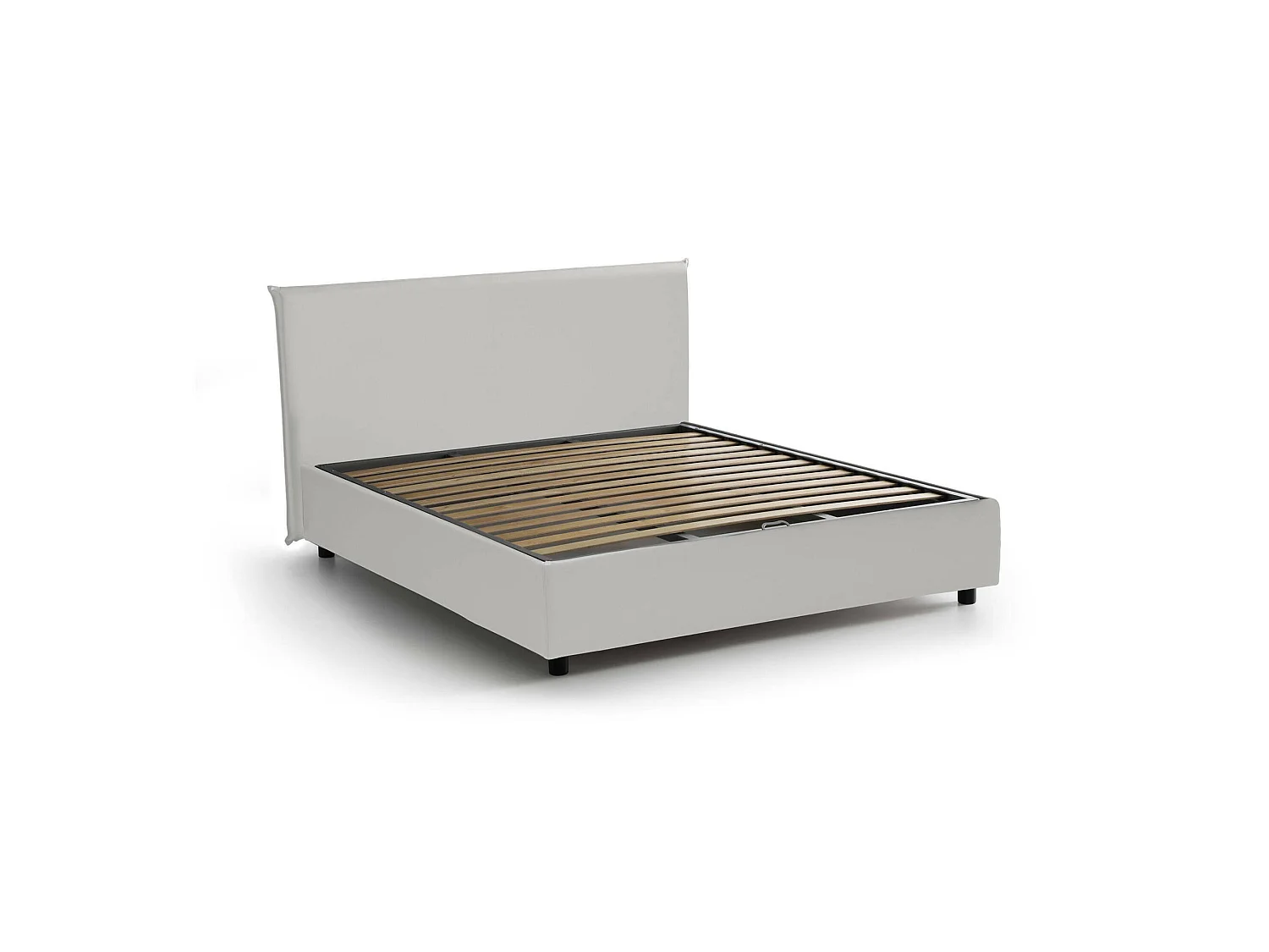 Lit double Dak, Lit coffre avec revêtement en éco-cuir, 100% Made in Italy, Ouverture frontale, adapté pour matelas 140x200 cm, Blanc