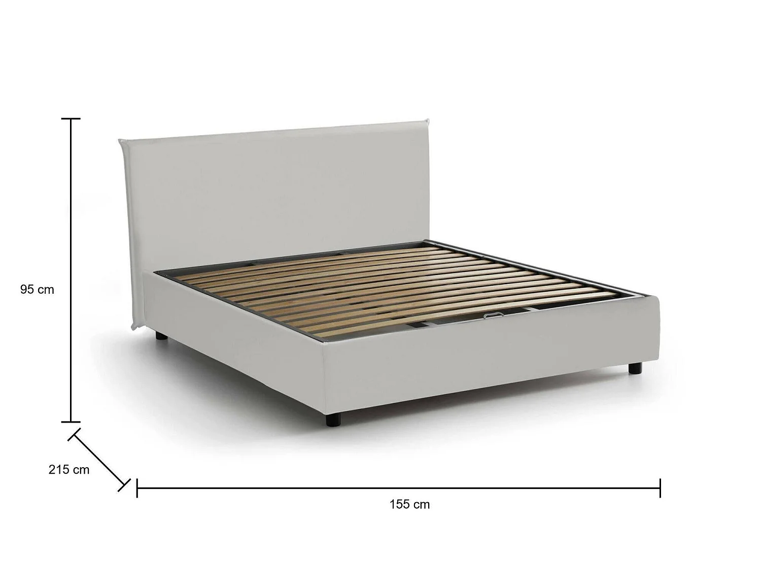 Lit double Dak, Lit coffre avec revêtement en éco-cuir, 100% Made in Italy, Ouverture frontale, adapté pour matelas 140x200 cm, Blanc