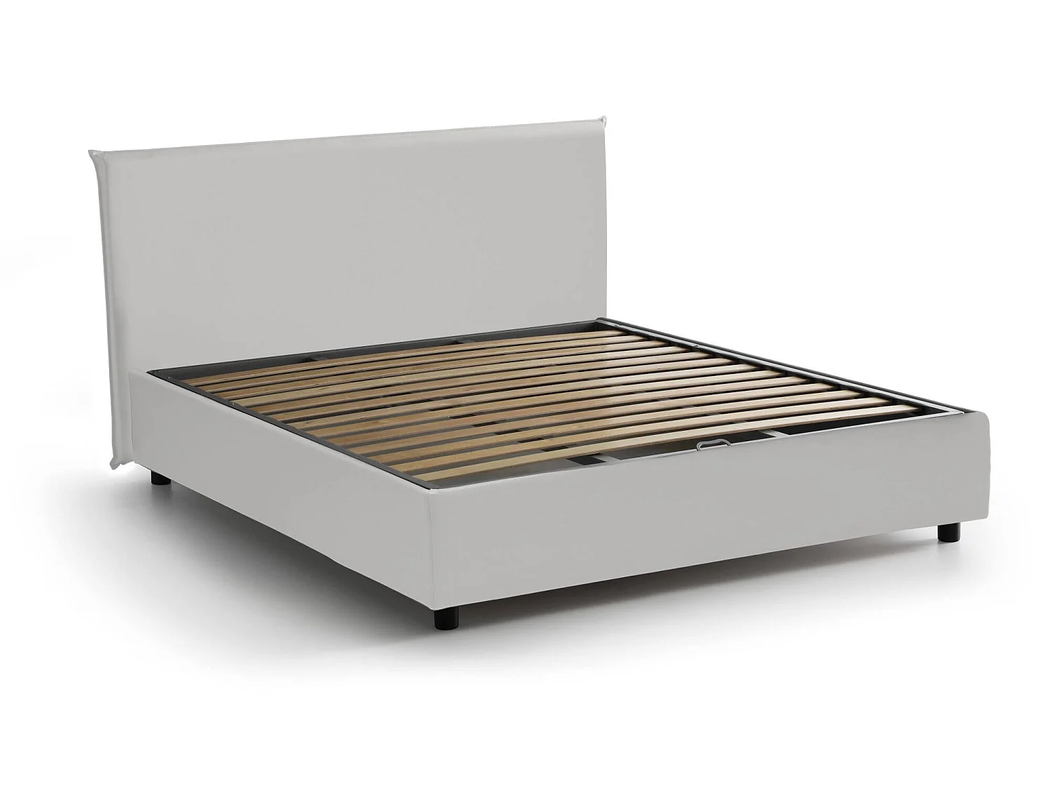 Lit double Dak, Lit coffre avec revêtement en éco-cuir, 100% Made in Italy, Ouverture frontale, adapté pour matelas 140x200 cm, Blanc