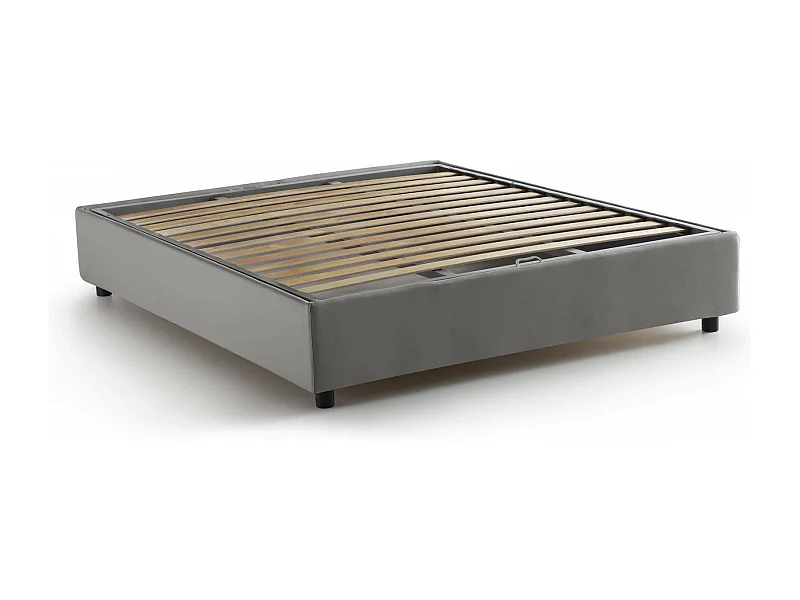 Lit double Dagazz, Lit coffre avec revêtement en tissu, 100% Made in Italy, Ouverture frontale, adapté pour matelas 140x190 cm, Gris