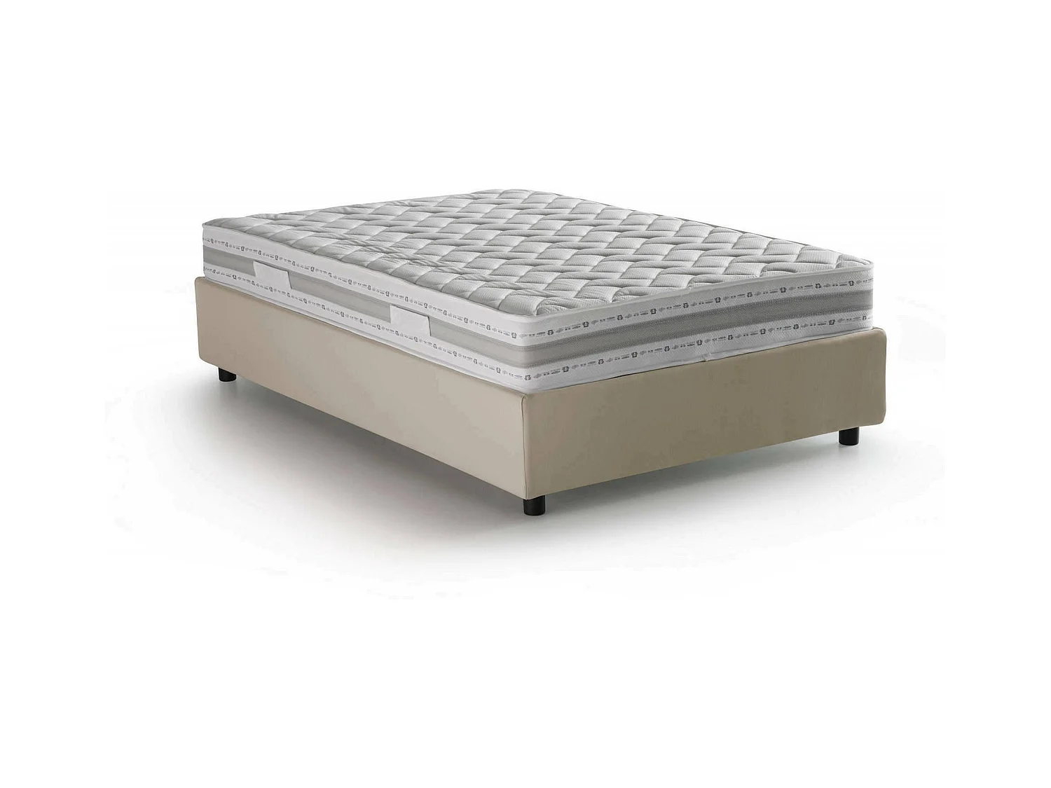 Ddibar tweepersoonsbed, opbergbed met stoffen bekleding, 100% Made in Italy, zijopening, inclusief matras 120x190 cm, Beige