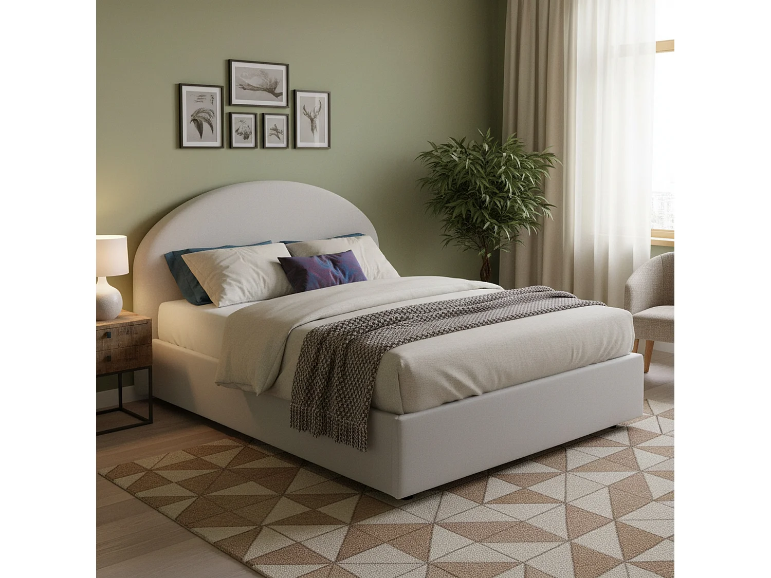 Lit double Dbon, Lit coffre avec revêtement en éco-cuir, 100% Made in Italy, Ouverture frontale, adapté pour matelas 160x200 cm, Blanc