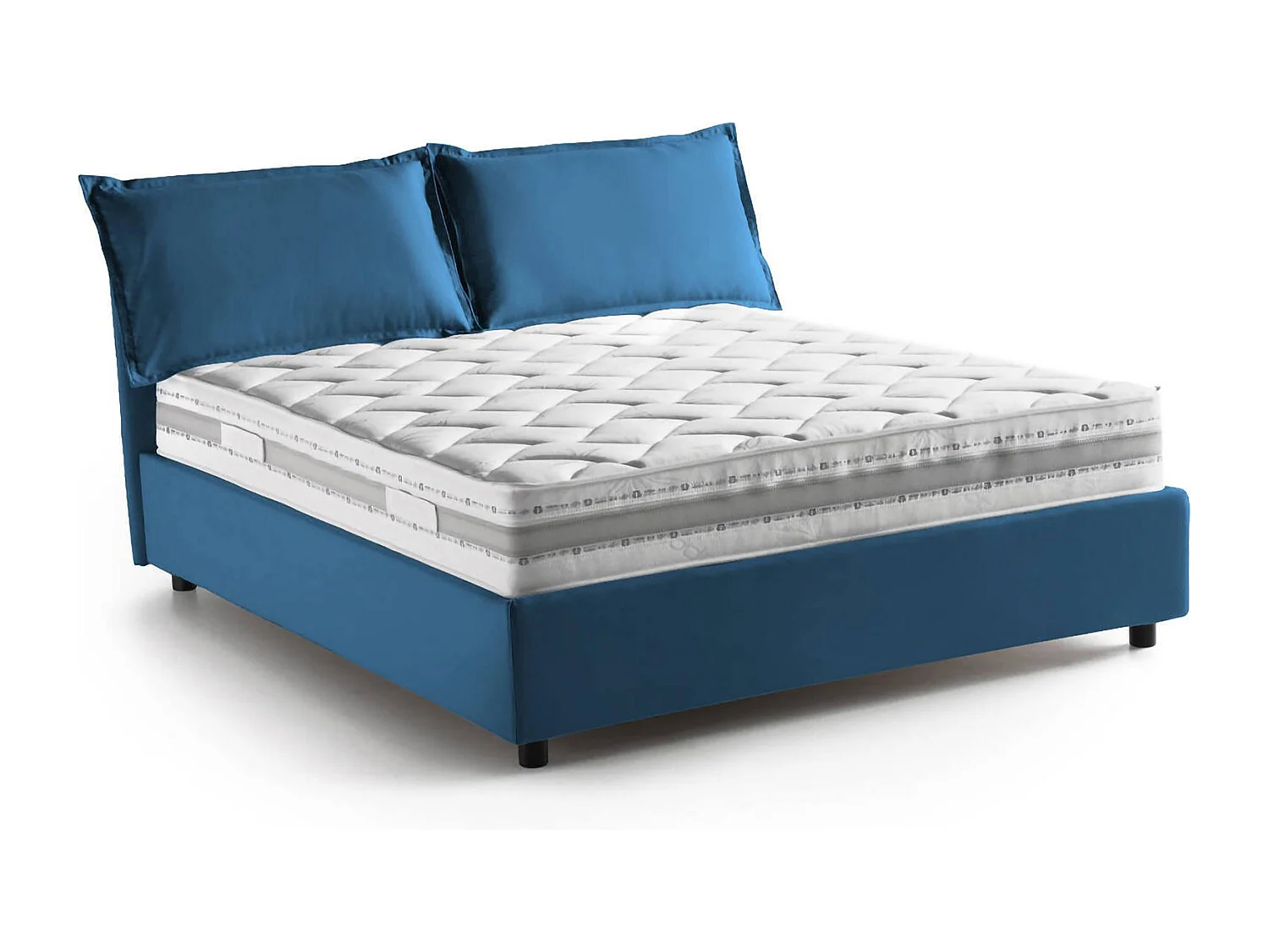 Dmircol tweepersoonsbed, Opbergbed met stoffen bekleding, 100% Made in Italy, Opening aan de voorkant, inclusief matras van 140x200 cm, Blauw