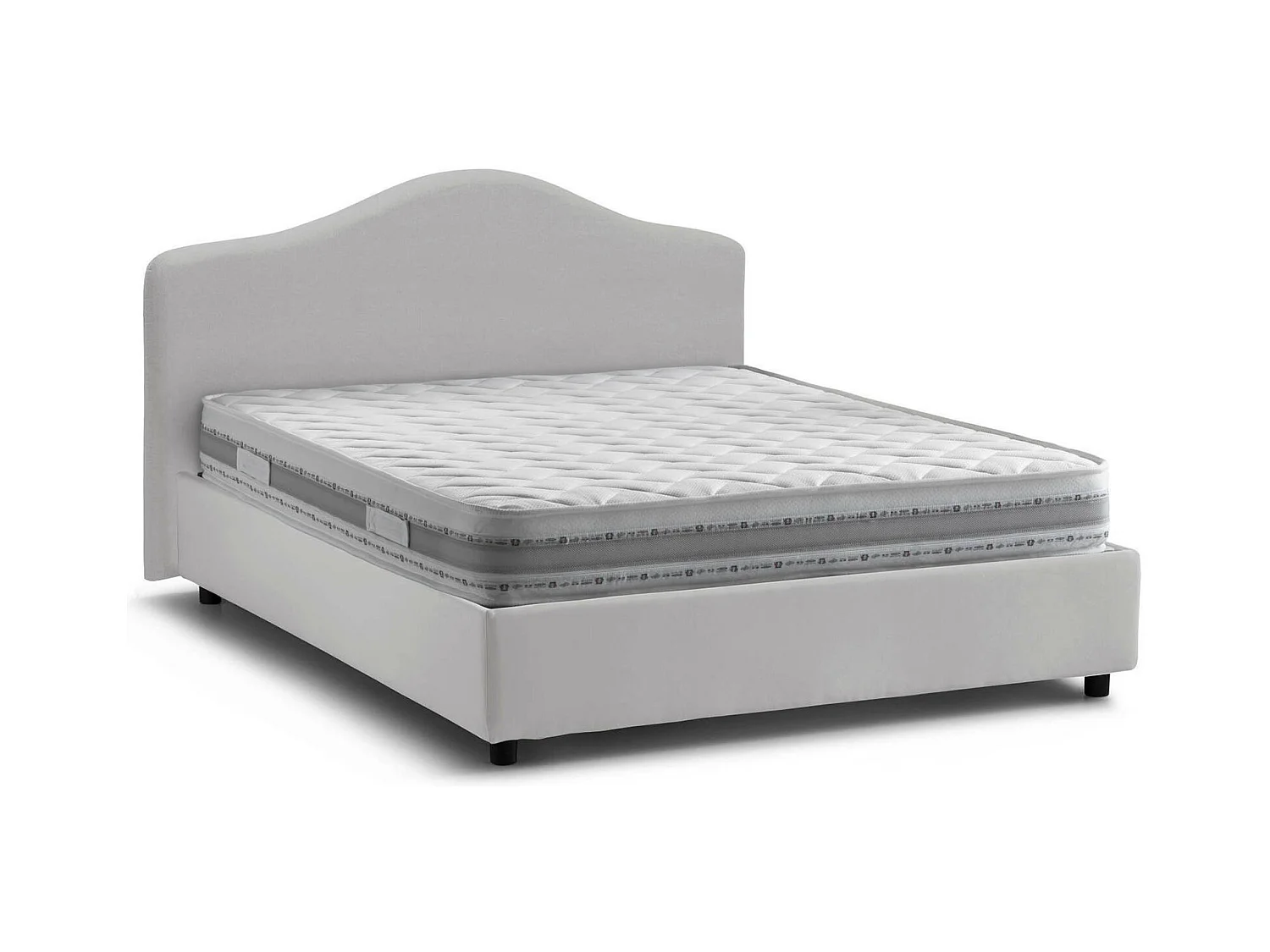 Lit double Dabda, Lit coffre avec revêtement en tissu, 100% Made in Italy, Ouverture frontale, avec matelas 160x190 cm inclus, Blanc
