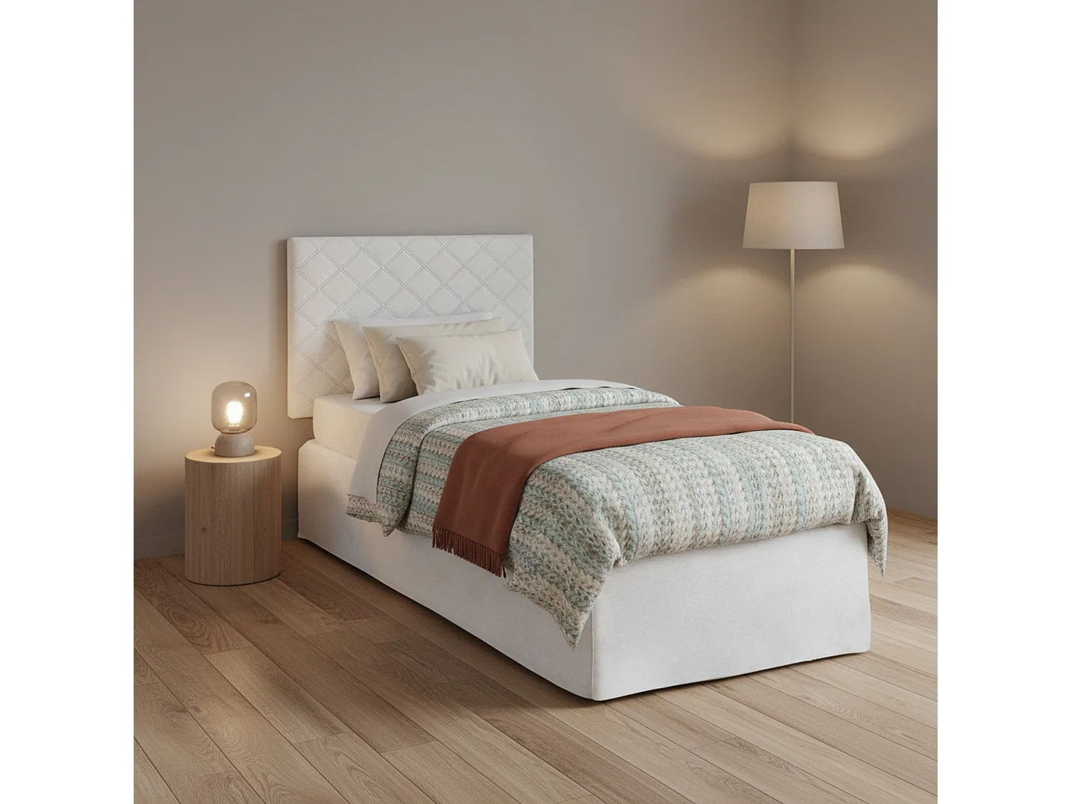 Letto Singolo Ascra, Materasso Incluso Made in Italy, 80x190 cm Bianco