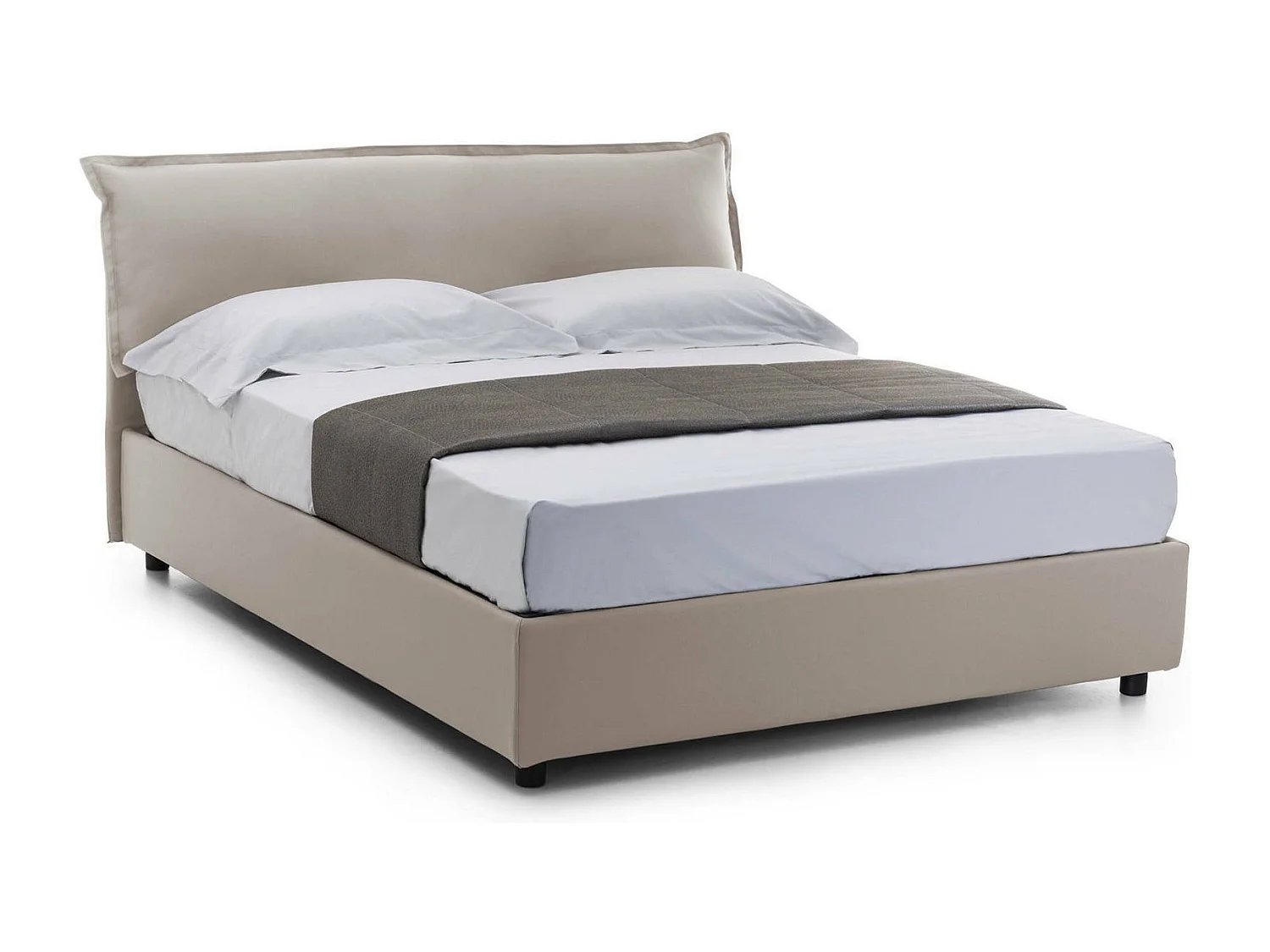 Dbianc tweepersoonsbed, opbergbed met afneembare hoes met gestoffeerd hoofdeinde en opbergbedframe, 100% Made in Italy, inclusief matras 160x190 cm, duifgrijs