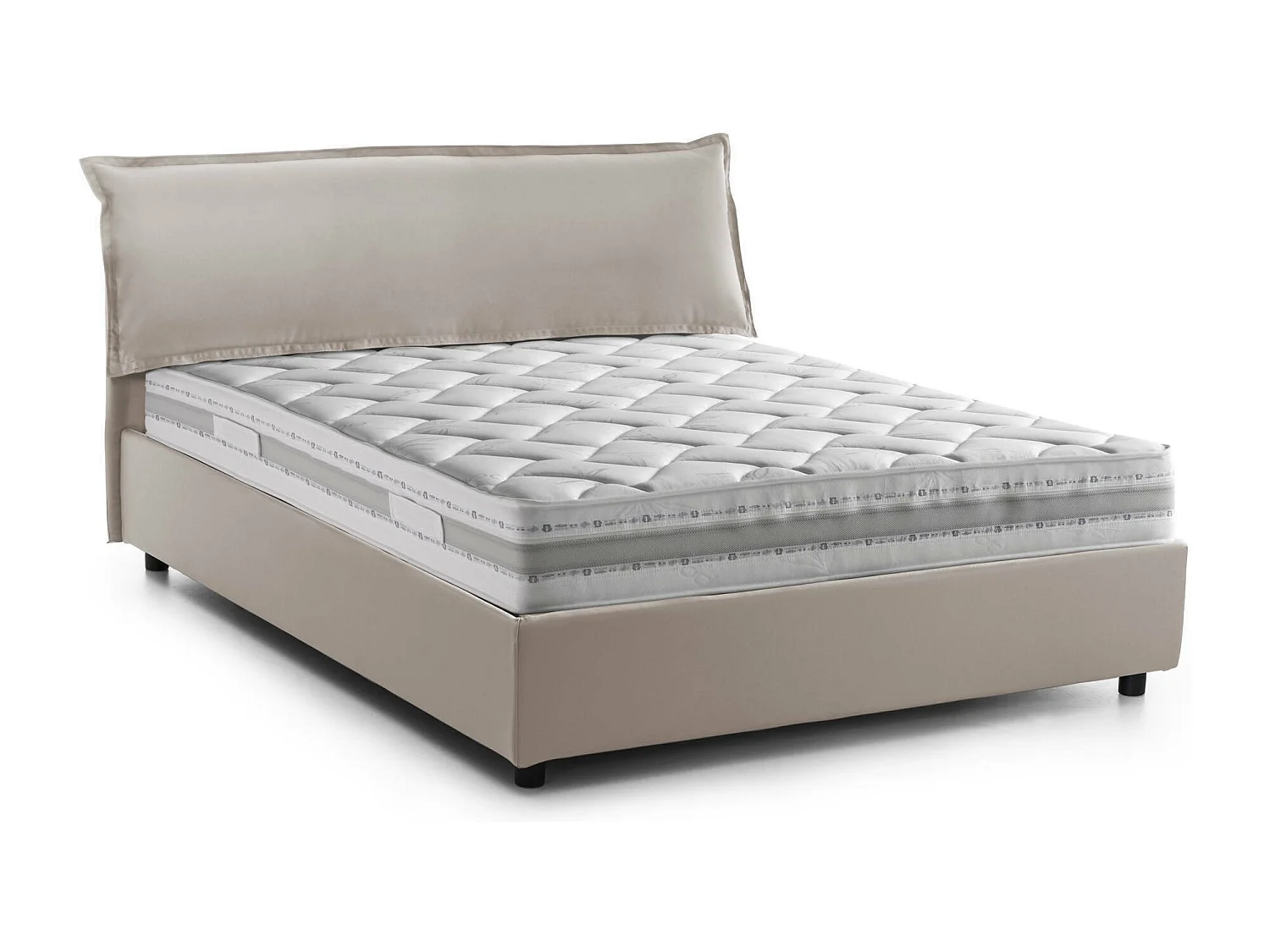 Dbianc tweepersoonsbed, opbergbed met afneembare hoes met gestoffeerd hoofdeinde en opbergbedframe, 100% Made in Italy, inclusief matras 160x190 cm, duifgrijs