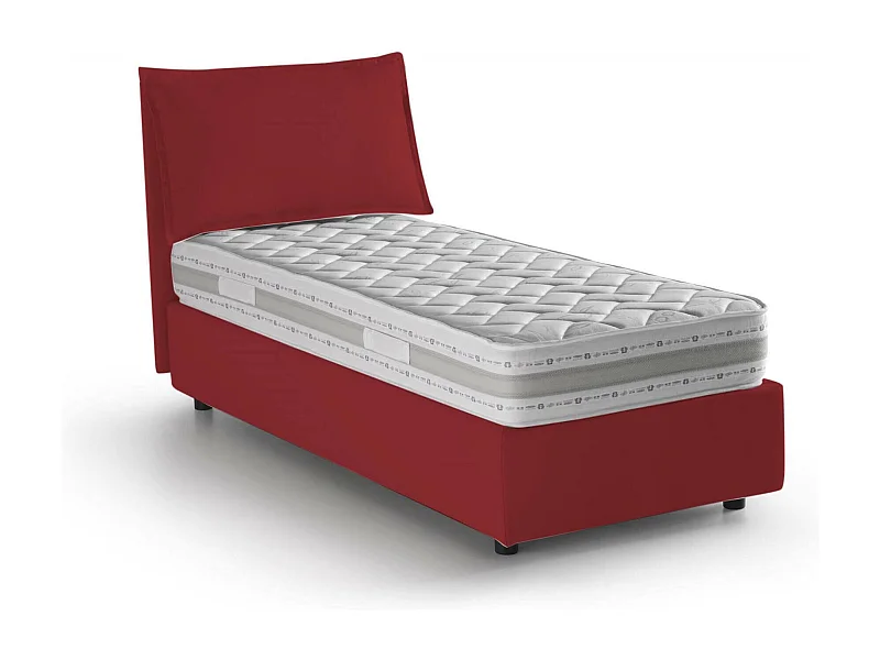 Dmarcon eenpersoonsbed, Opbergbed met stoffen bekleding, 100% Made in Italy, Opening aan de voorkant, inclusief matras van 80x200 cm, Rood