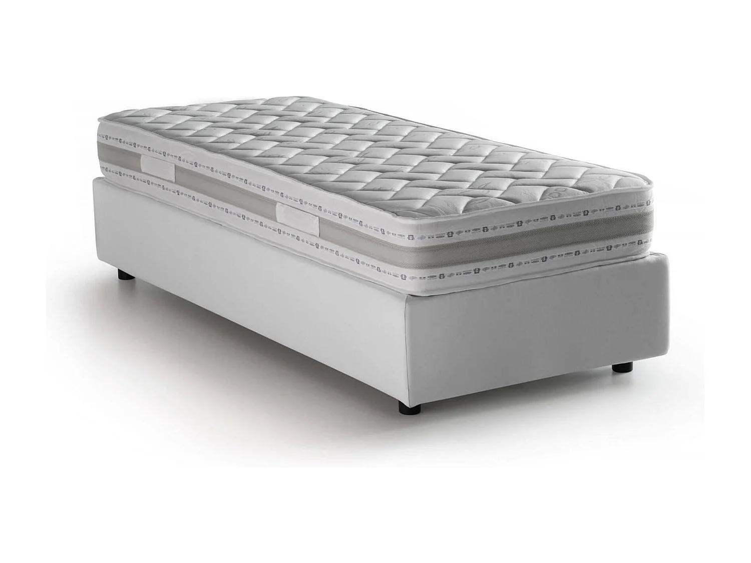 Lit simple Dmaiell, Lit coffre avec revêtement en tissu, 100% Made in Italy, Ouverture frontale, avec matelas 80x200 cm inclus, Blanc