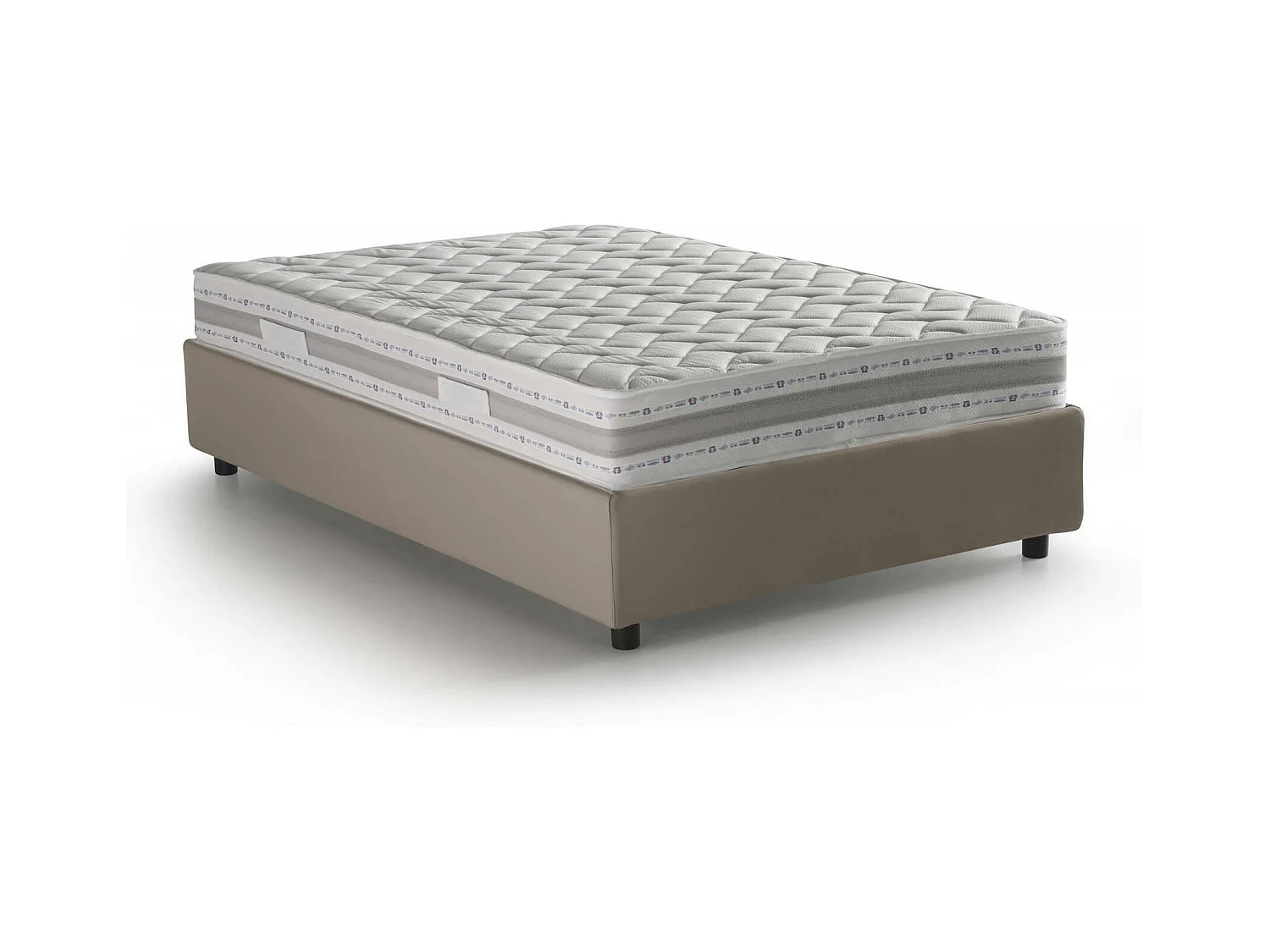 Dfalasc tweepersoonsbed, opbergbed met bekleding van eco-leer, 100% Made in Italy, zijopening, inclusief matras 120x190 cm, duifgrijs