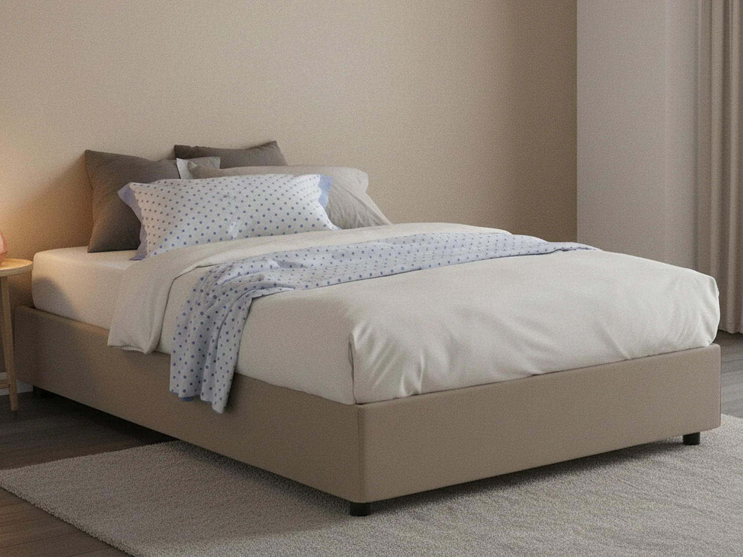 Lit double Dfalasc, lit coffre avec revêtement en éco-cuir, 100% Made in Italy, ouverture latérale, avec matelas 120x190 cm inclus, gris tourterelle