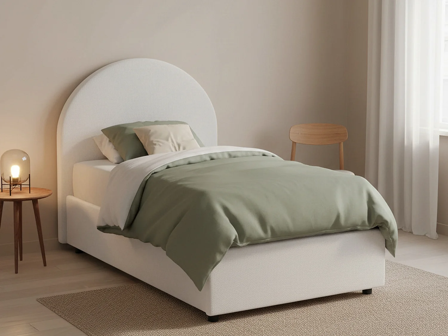 Letto Singolo Egle, Materasso Incluso Made in Italy, 95x205 cm Bianco
