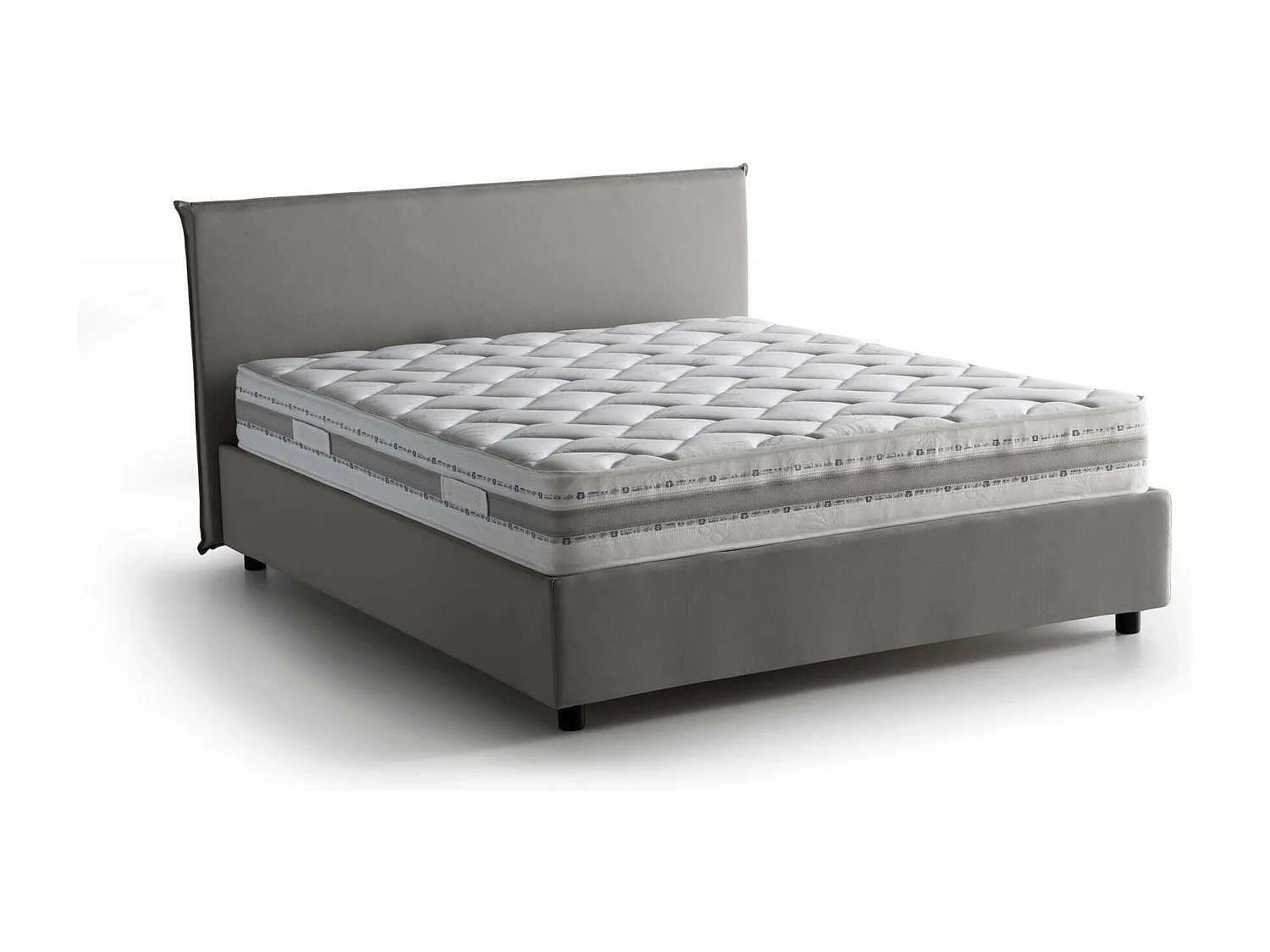 Lit double Dansald, Lit coffre avec revêtement en tissu, 100% Made in Italy, Ouverture frontale, avec matelas 160x200 cm inclus, Gris