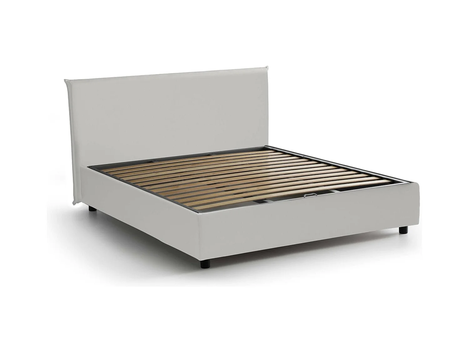Lit double Dancor, Lit coffre avec revêtement en éco-cuir, 100% Made in Italy, Ouverture frontale, avec matelas 160x200 cm inclus, Blanc