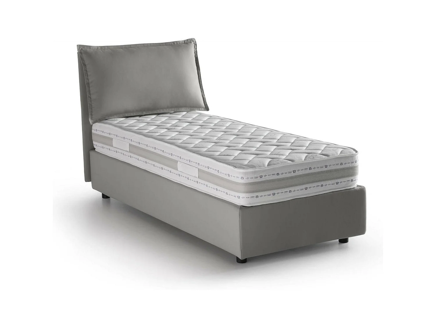 Lit simple Dloset, Lit coffre avec revêtement en tissu, 100% Made in Italy, Ouverture frontale, avec matelas 90x190 cm inclus, Gris
