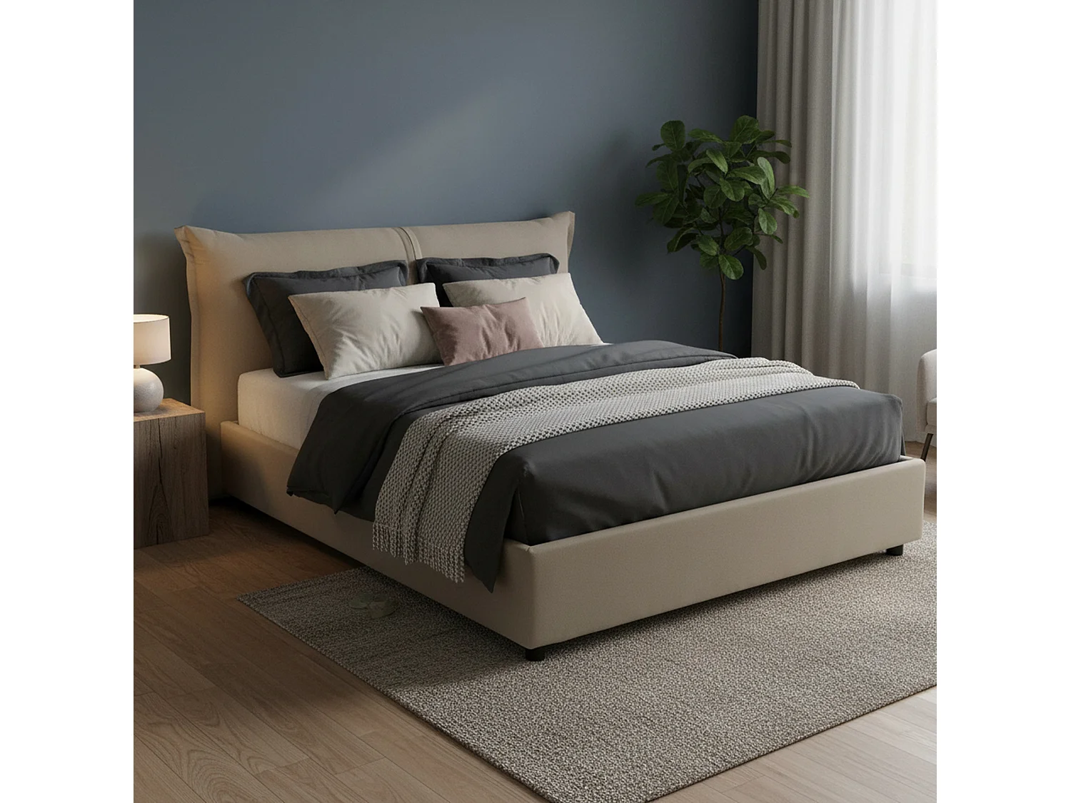 Doppelbett Dbelott, 100% Made in Italy, Frontöffnung, inklusive Matratze 160 x 190 cm, Turteltaube