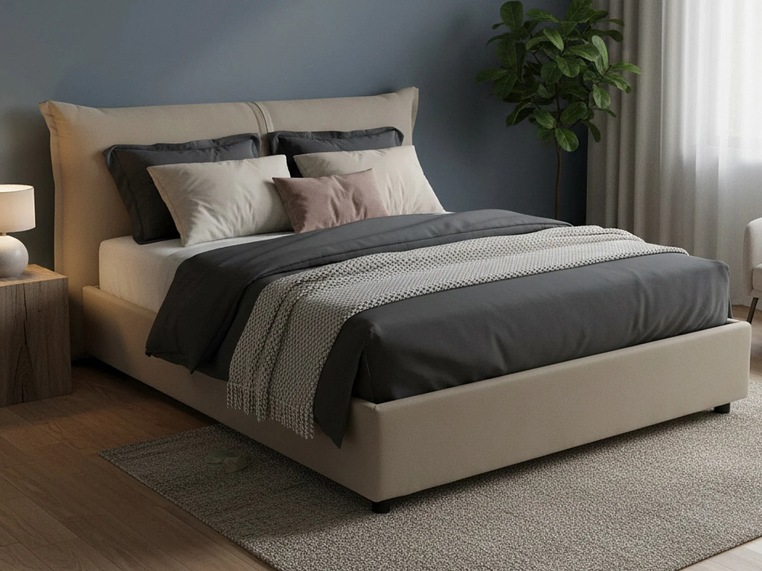 Doppelbett Dbelott, 100% Made in Italy, Frontöffnung, inklusive Matratze 160 x 190 cm, Turteltaube