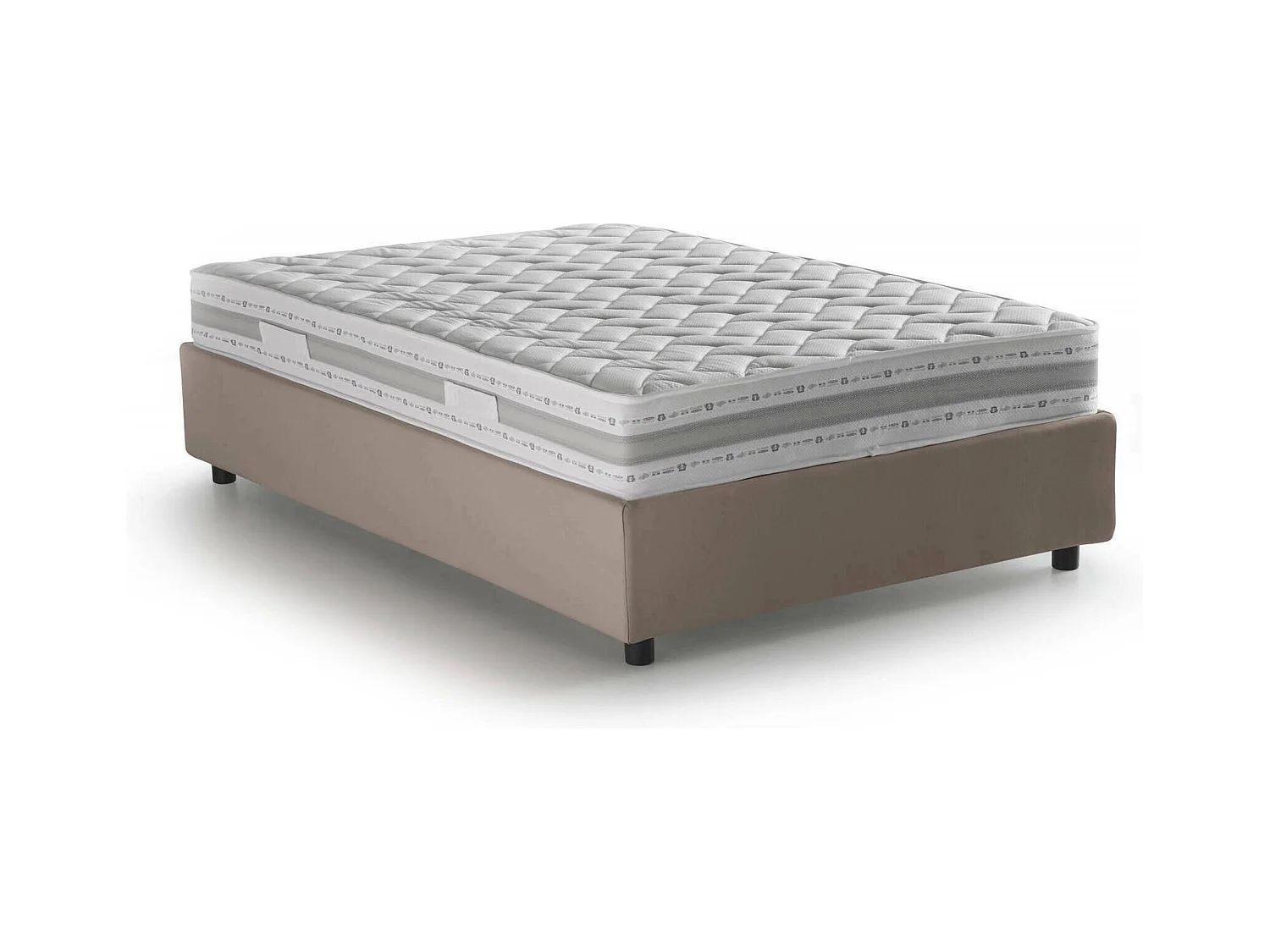 Lit double Dmalizi, Lit coffre avec revêtement en tissu, 100% Made in Italy, Ouverture frontale, avec matelas 120x200 cm inclus, Taupe