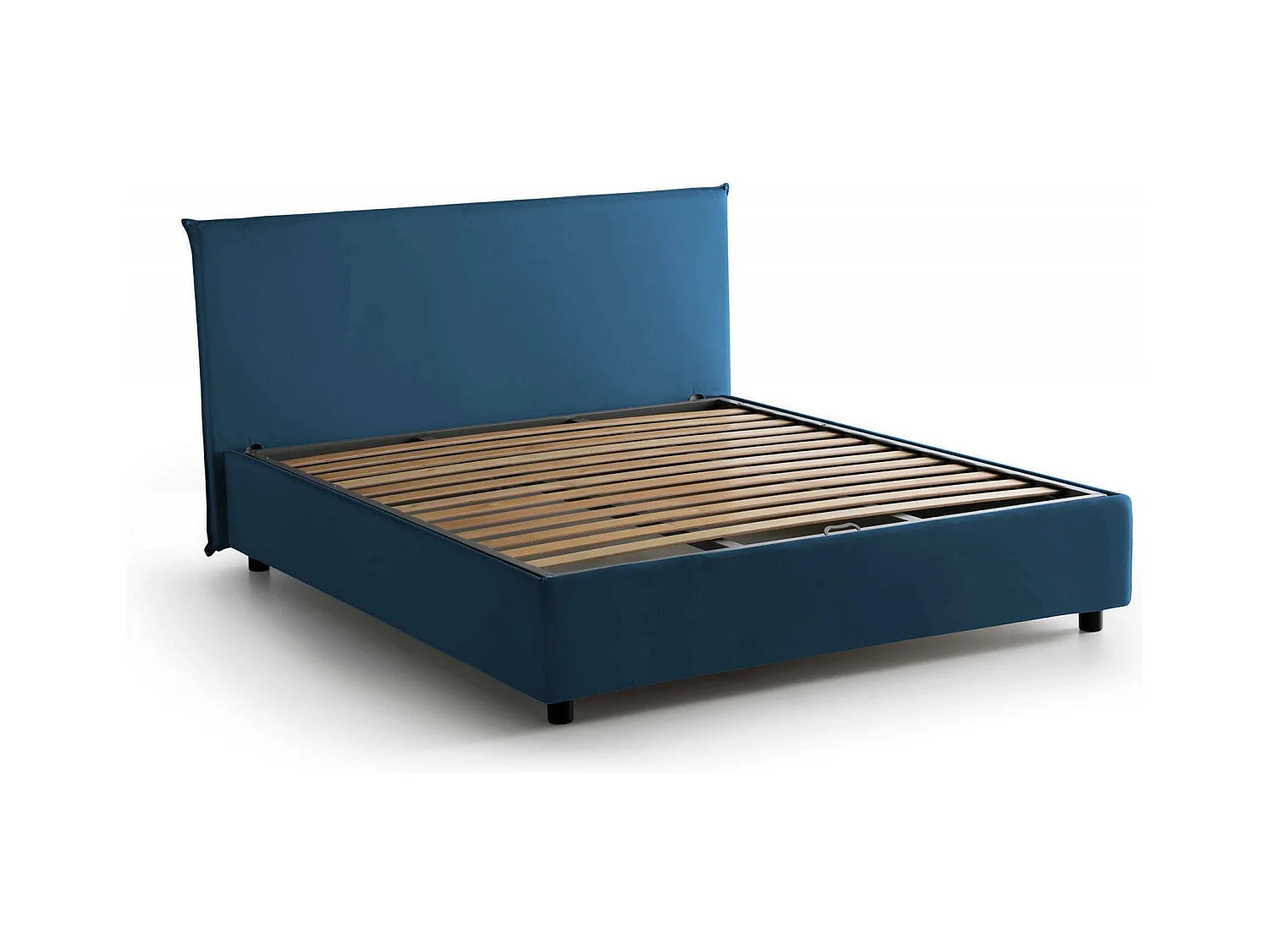 Dador tweepersoonsbed, Opbergbed met stoffen bekleding, 100% Made in Italy, Opening aan de voorzijde, geschikt voor matras 140x190 cm, Blauw