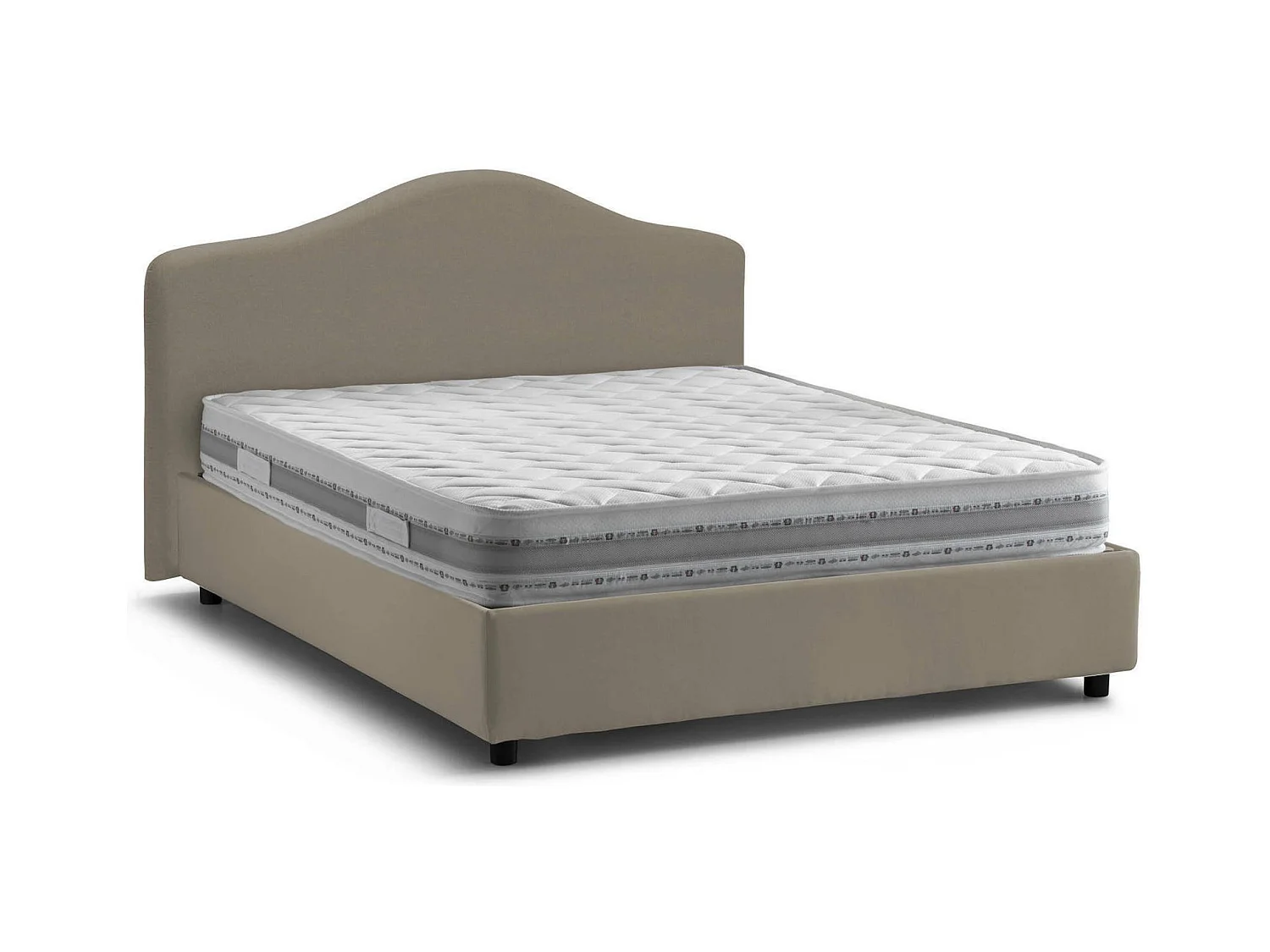 Lit double Dabda, Lit coffre avec revêtement en tissu, 100% Made in Italy, Ouverture frontale, avec matelas 160x190 cm inclus, Taupe