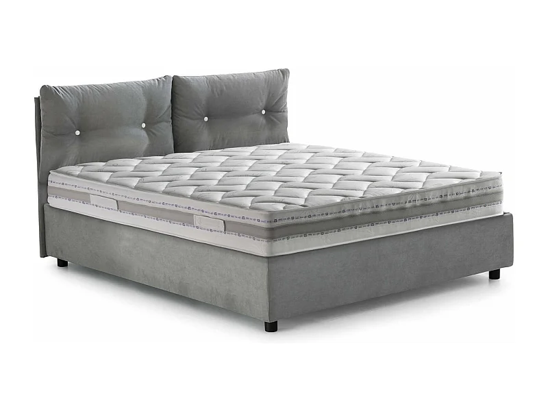 Talamo Italia - Letto matrimoniale Andrealo, con materasso Cm 160x190 incluso, Grigio