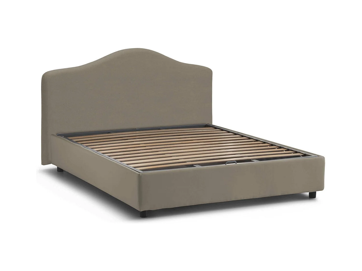 Lit double Dfiasch, Lit coffre avec revêtement en tissu, 100% Made in Italy, Ouverture frontale, adapté pour matelas 160x200 cm, gris tourterelle