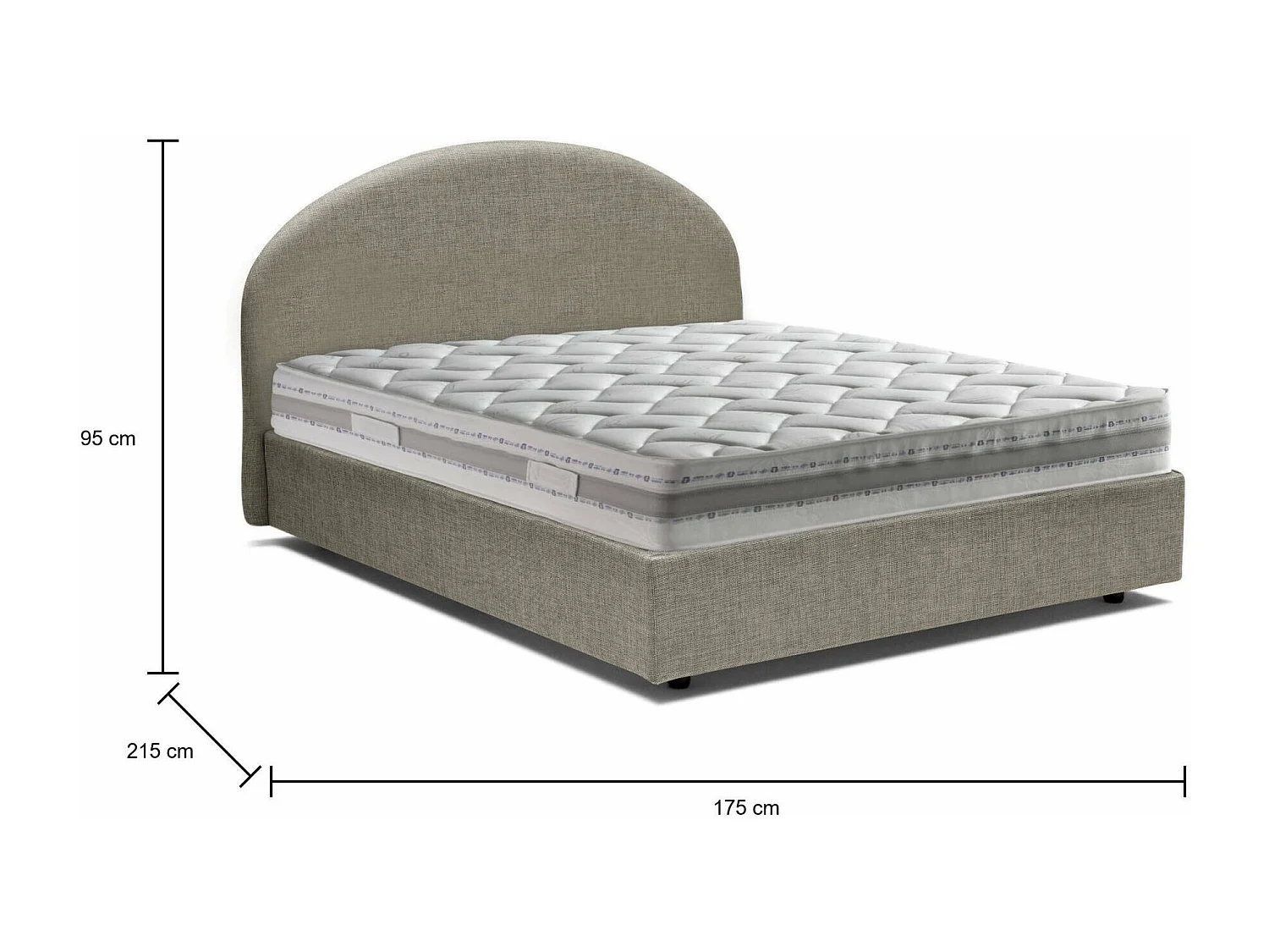 Dadamol tweepersoonsbed, Opbergbed met stoffen bekleding, 100% Made in Italy, Opening aan de voorkant, inclusief matras van 160x200 cm, Taupe