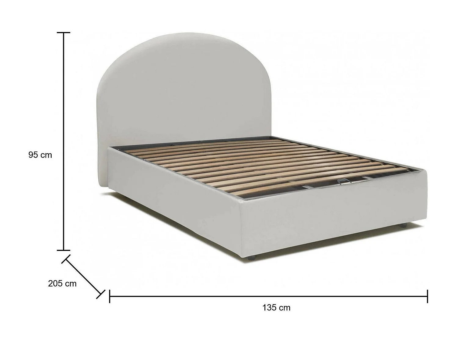 Cama de casal Dbijo, cama de arrumação com forro de couro ecológico, 100% Fabricado na Itália, abertura frontal, adequada para colchão 120x190 cm, branco