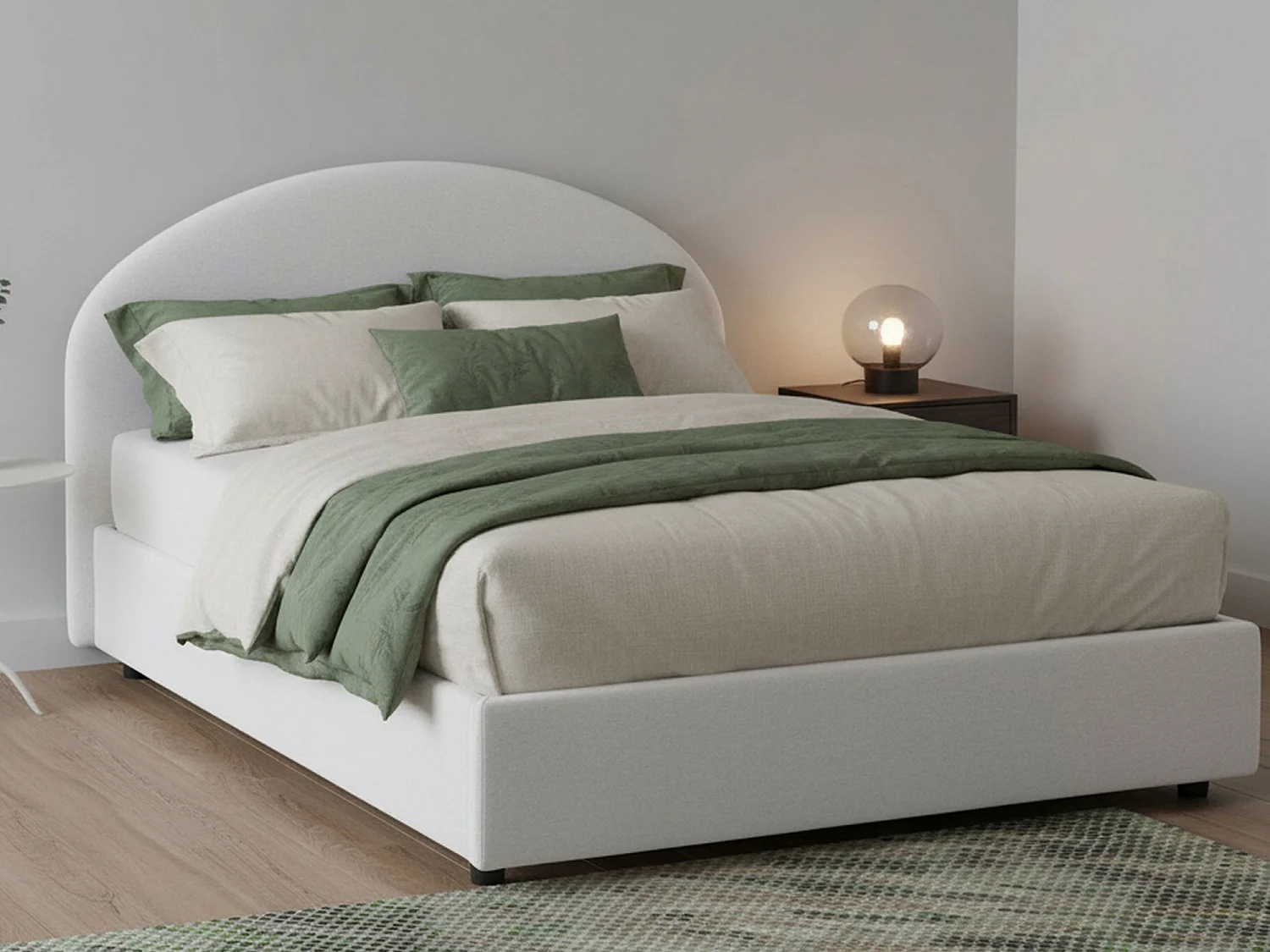 Dbijo tweepersoonsbed, opbergbed met eco-lederen bekleding, 100% Made in Italy, opening aan de voorzijde, geschikt voor matras 120x190 cm, wit