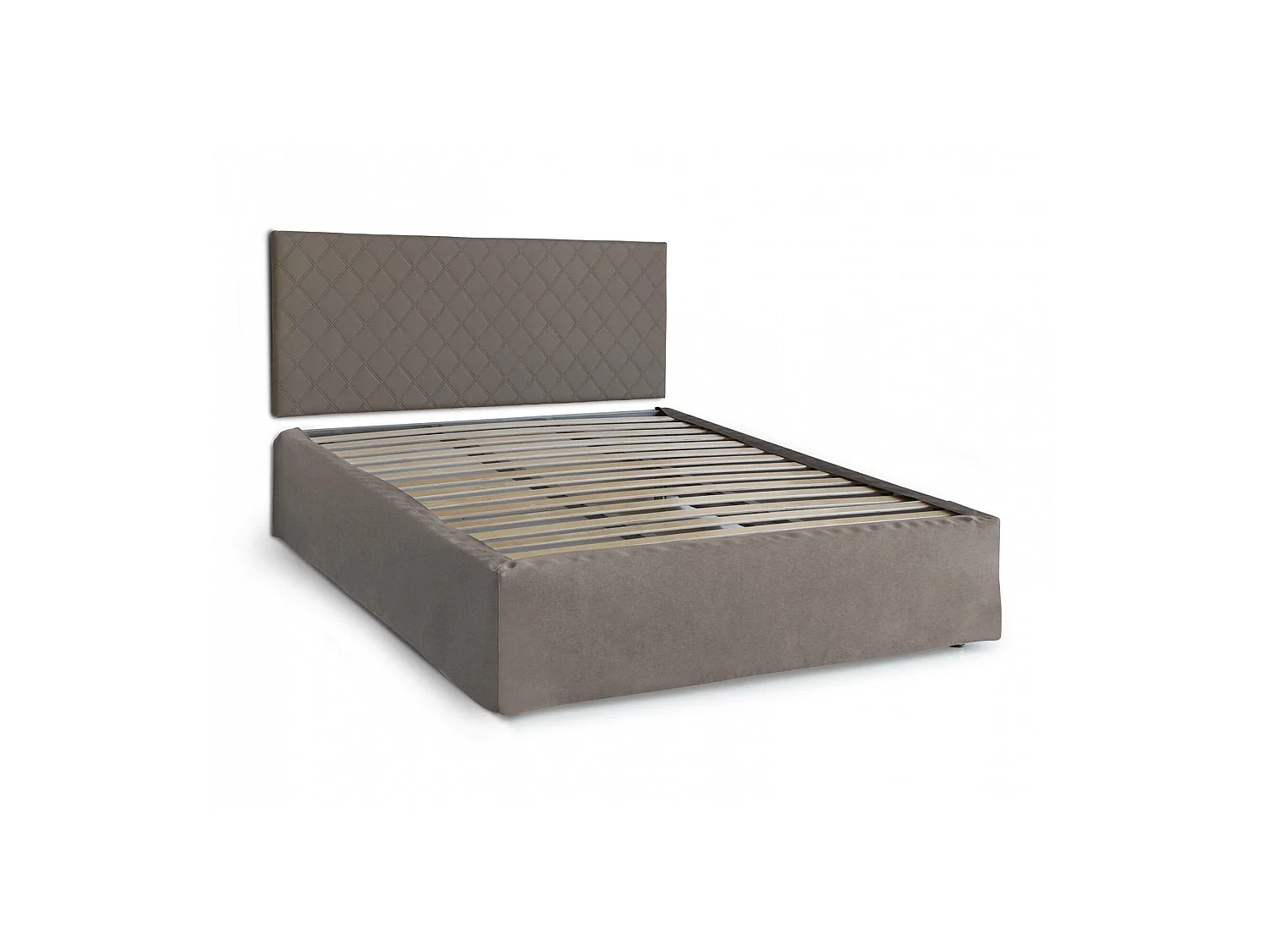Cama matrimonial Dbenass, Juego de cabecero en ecopiel con base ortopédica y cenefa, 100% Made in Italy, adecuado para colchón de 160x190 cm, Tórtola