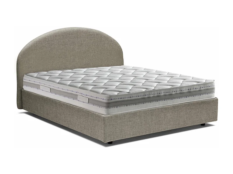 Dbonett tweepersoonsbed, Opbergbed met stoffen bekleding, 100% Made in Italy, Opening aan de voorzijde, inclusief matras 160x190 cm, Taupe