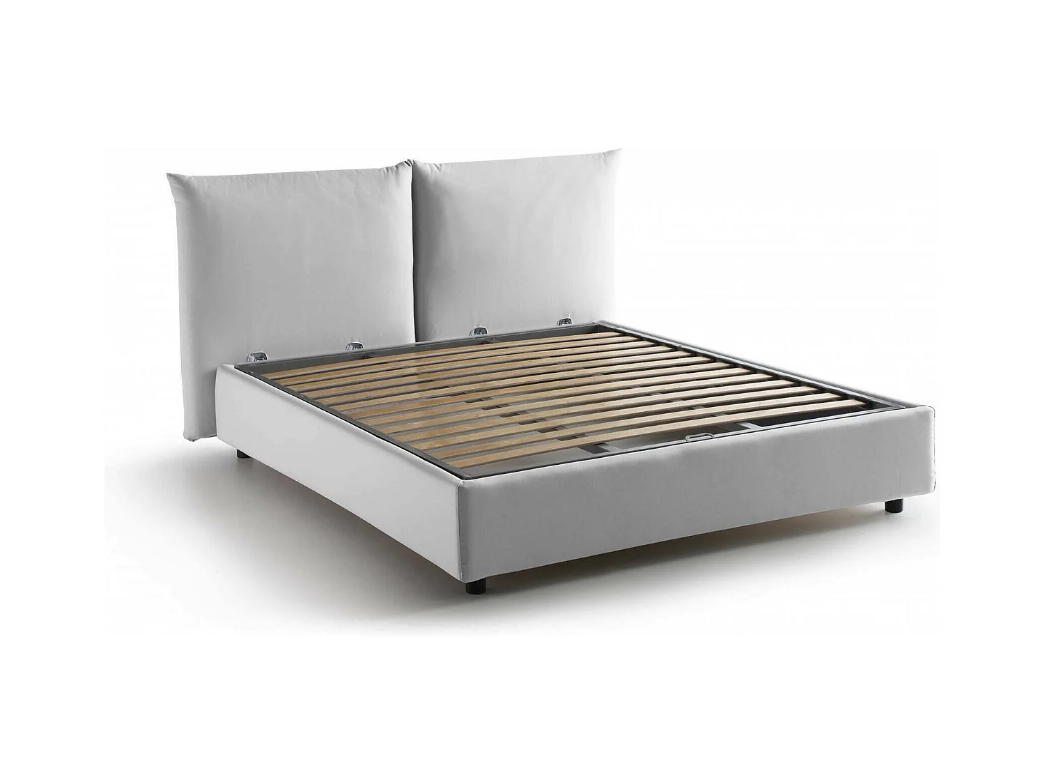 Lit double Dmlaka, Lit coffre avec revêtement en tissu, 100% Made in Italy, Ouverture frontale, adapté pour matelas 160x190 cm, Blanc