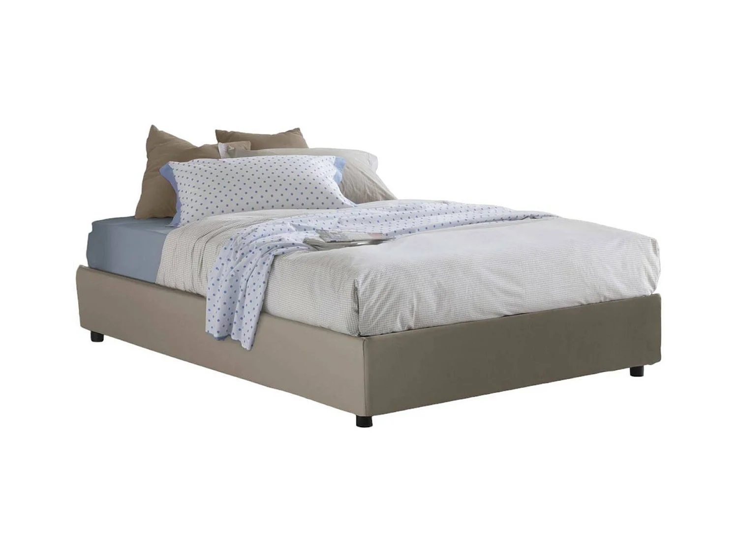 Lit double Ddel, Lit coffre avec revêtement en éco-cuir, 100% Made in Italy, Ouverture frontale, adapté pour matelas 140x190 cm, gris tourterelle