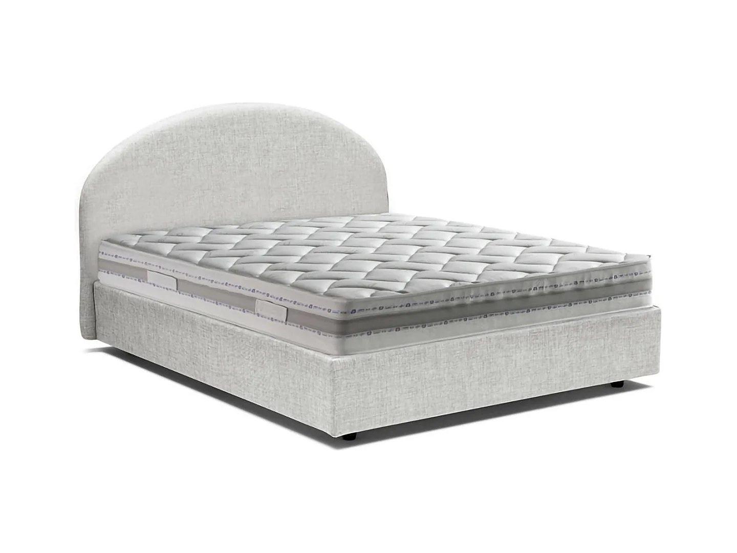 Lit double Dadamol, Lit coffre avec revêtement en tissu, 100% Made in Italy, Ouverture frontale, avec matelas 160x200 cm inclus, Blanc