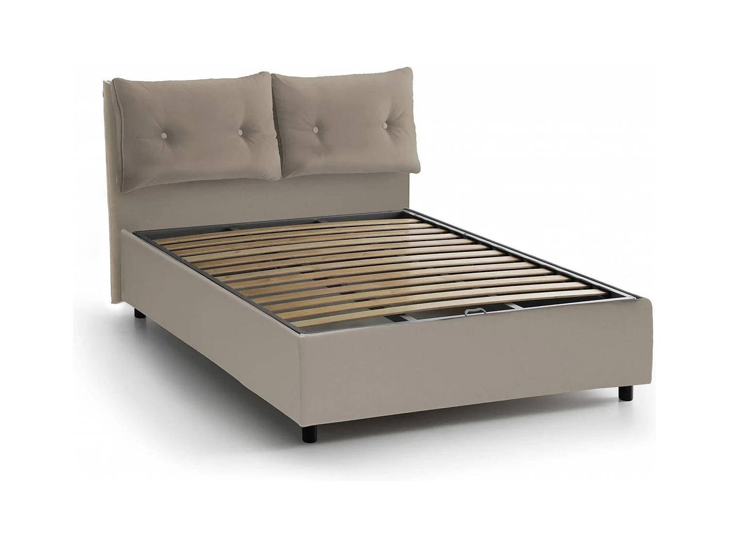 Dlanz tweepersoonsbed, opbergbed met eco-lederen bekleding, 100% Made in Italy, opening aan de voorkant, geschikt voor matras 120x190 cm, duifgrijs