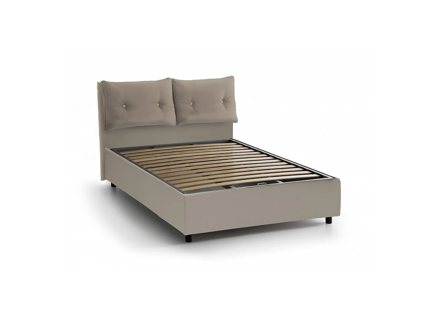 Lit double Dlanz, lit coffre avec revêtement en éco-cuir, 100% Made in Italy, ouverture frontale, adapté pour matelas 120x190 cm, gris tourterelle