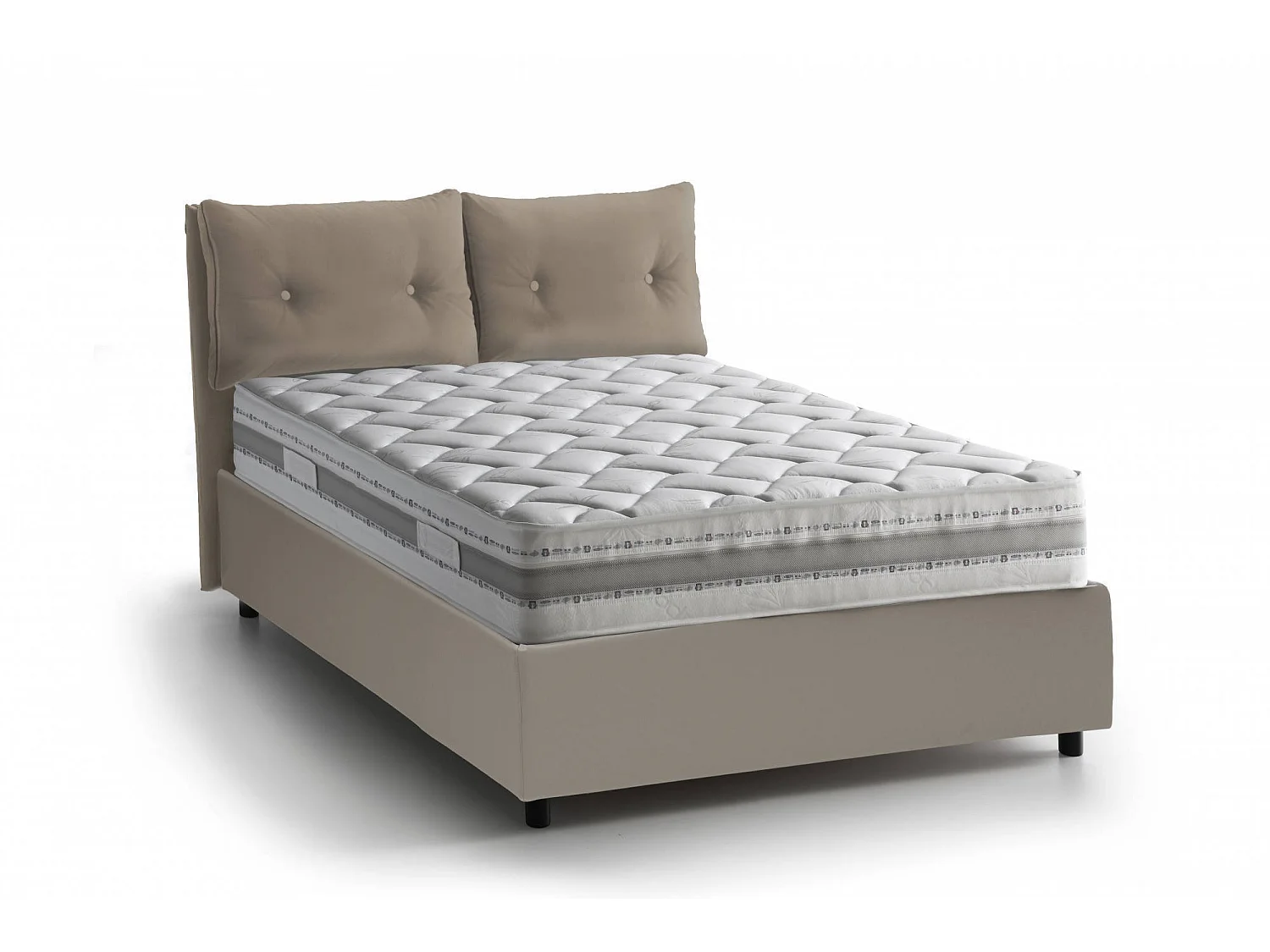 Lit double Dlanz, lit coffre avec revêtement en éco-cuir, 100% Made in Italy, ouverture frontale, adapté pour matelas 120x190 cm, gris tourterelle