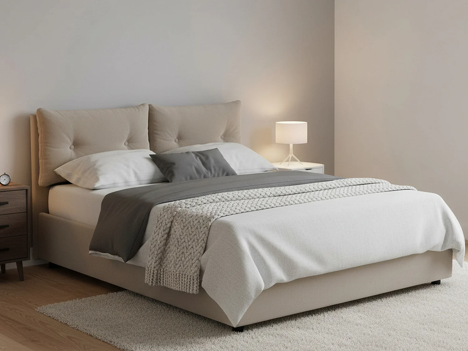 Lit double Dlanz, lit coffre avec revêtement en éco-cuir, 100% Made in Italy, ouverture frontale, adapté pour matelas 120x190 cm, gris tourterelle