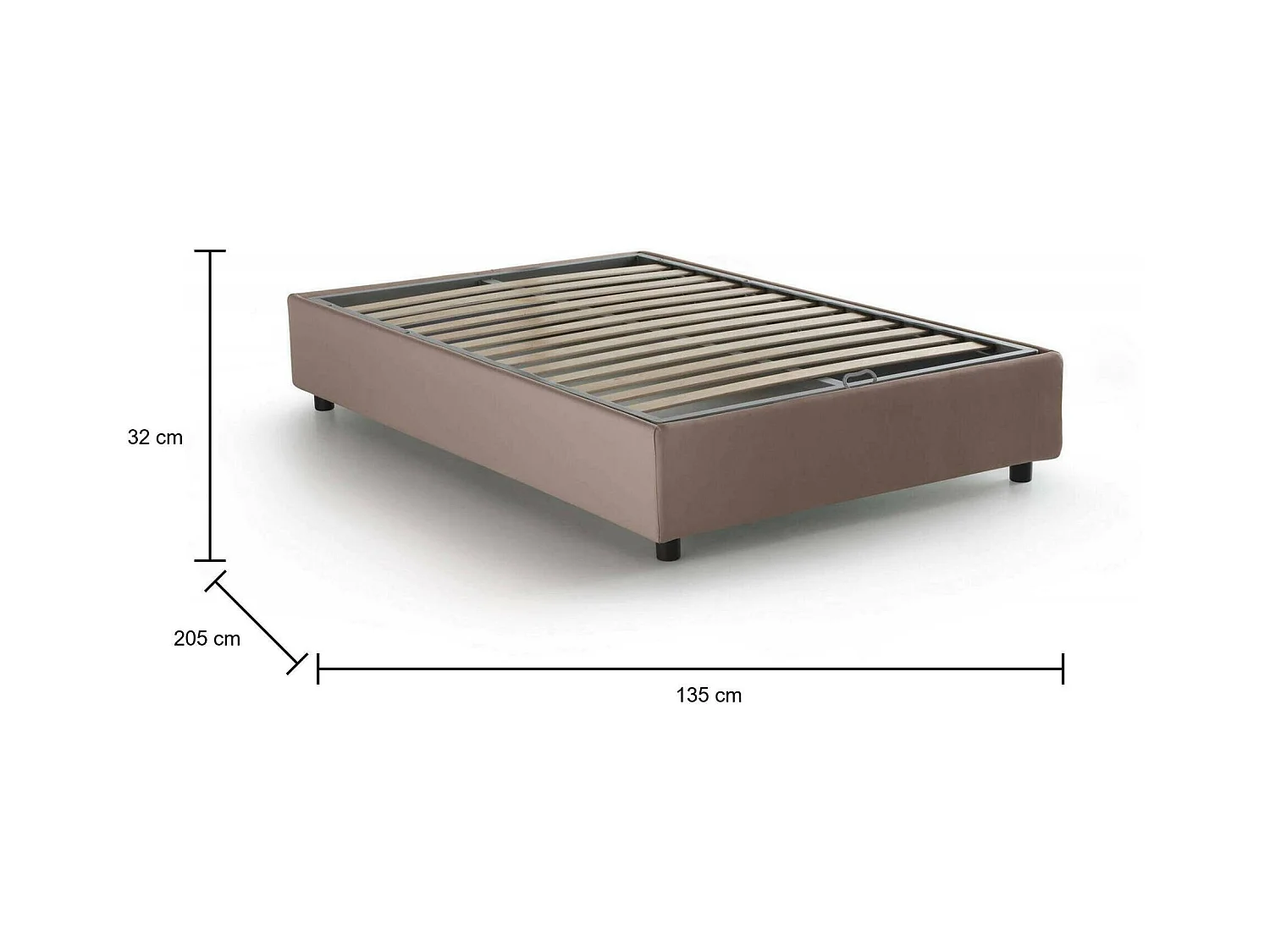 Lit double Daronic, lit coffre avec revêtement en tissu, 100% Made in Italy, ouverture latérale, adapté pour matelas 120x190 cm, gris tourterelle