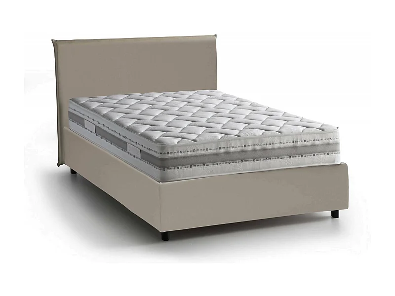 Quadratisches und halbes Bett Daceros, Containerbett mit Kunstlederbezug, 100% Made in Italy, Frontöffnung, inklusive Matratze Cm 120x200, Turteltaube