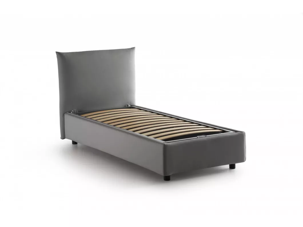 Kauf Unique Einzelbett Dbeccar, Containerbett mit Stoffbespannung, 100% Made in Italy, Frontöffnung, passend für Matratze 80x190 cm, Grau